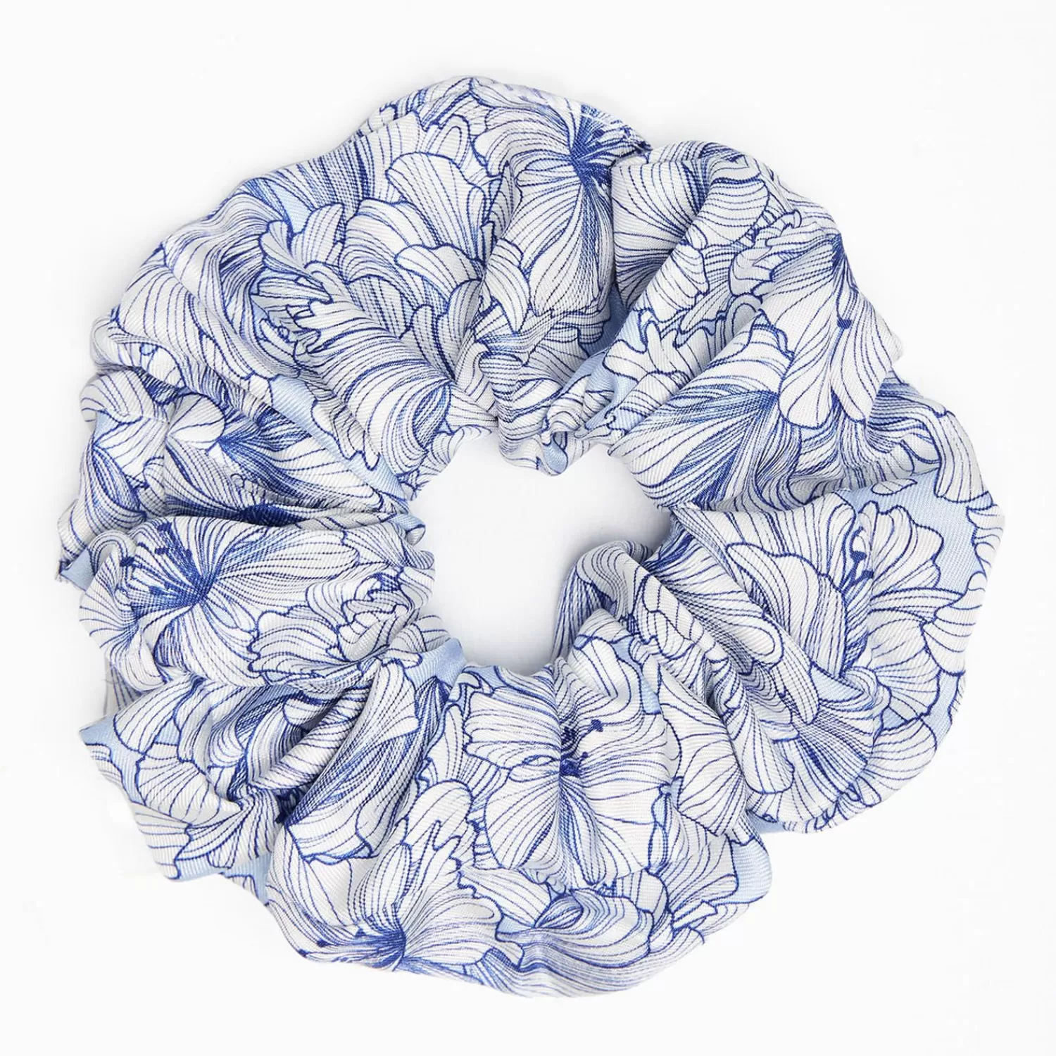 Blue Silk Scrunchie - Floral Patterns>E.Marinella Outlet