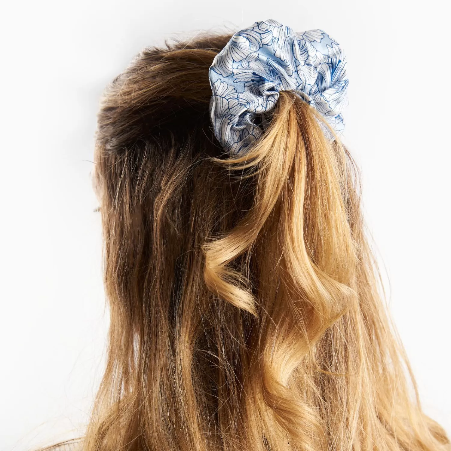 Blue Silk Scrunchie - Floral Patterns>E.Marinella Outlet