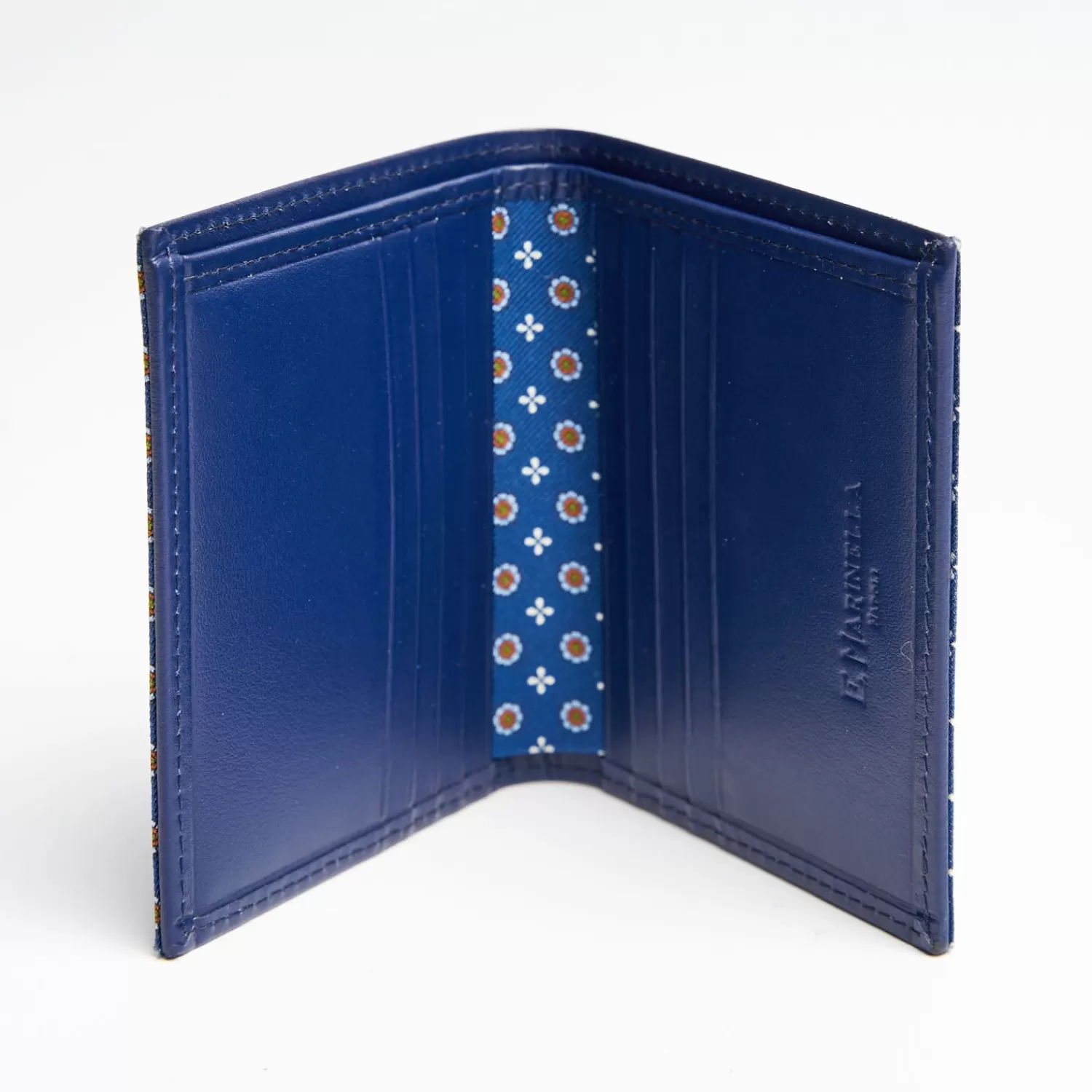 Blue Small Wallet In Silk And Leather>E.Marinella Fashion