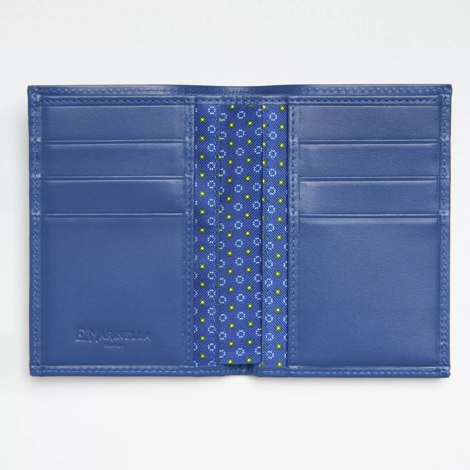 Blue Vertical Wallet In Silk And Leather>E.Marinella Best