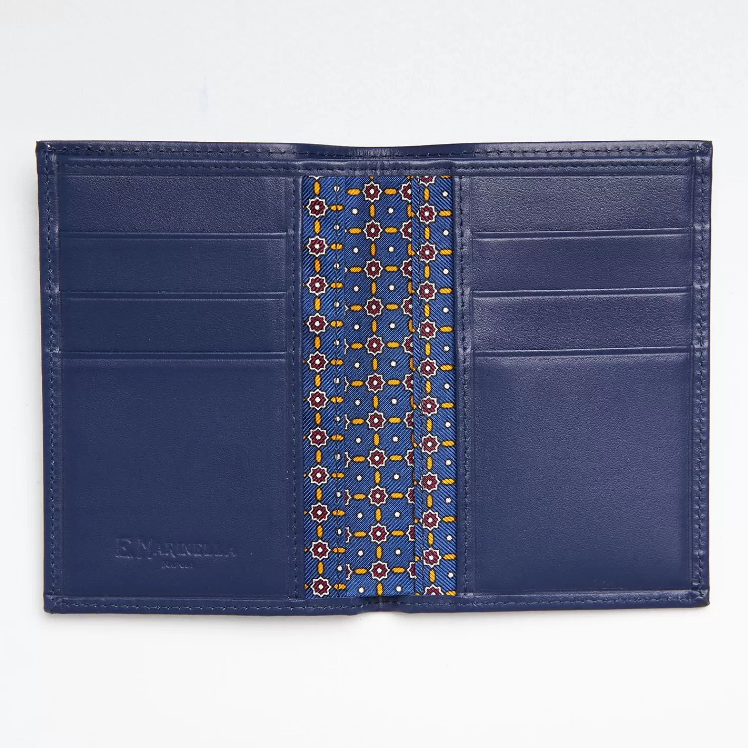 Blue Vertical Wallet In Silk And Leather>E.Marinella Best Sale