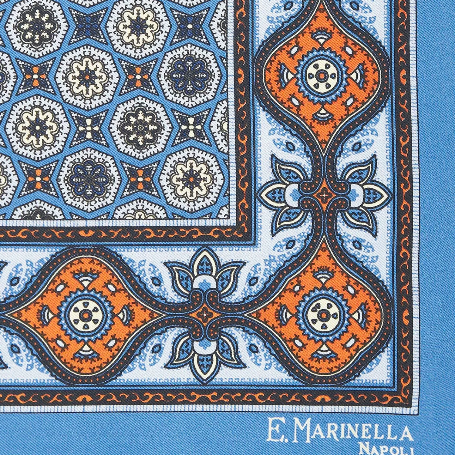 Bluette Hand-Printed Silk Pocket Square - Large Flower Pattern>E.Marinella Discount