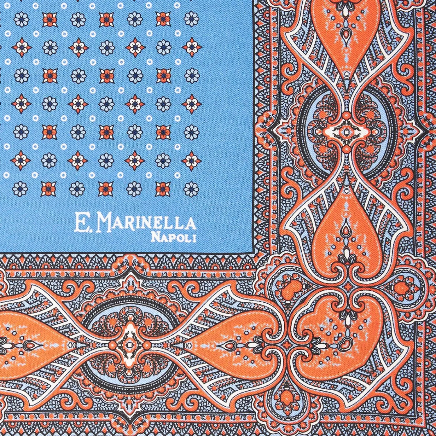 Bluette Hand-Printed Silk Pocket Square - Small Flower Pattern>E.Marinella Best Sale