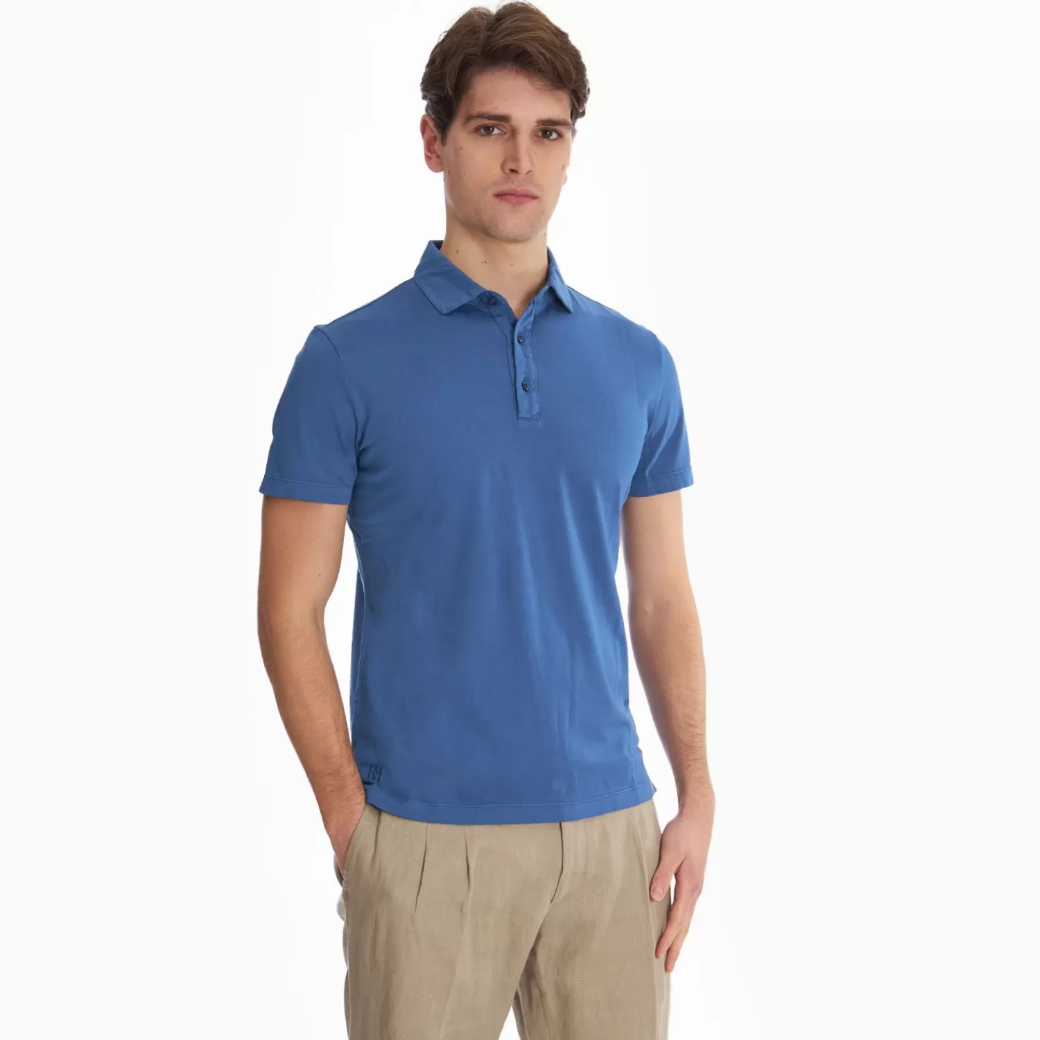 Bluette Jersey Short Sleeve Polo Shirt>E.Marinella Sale