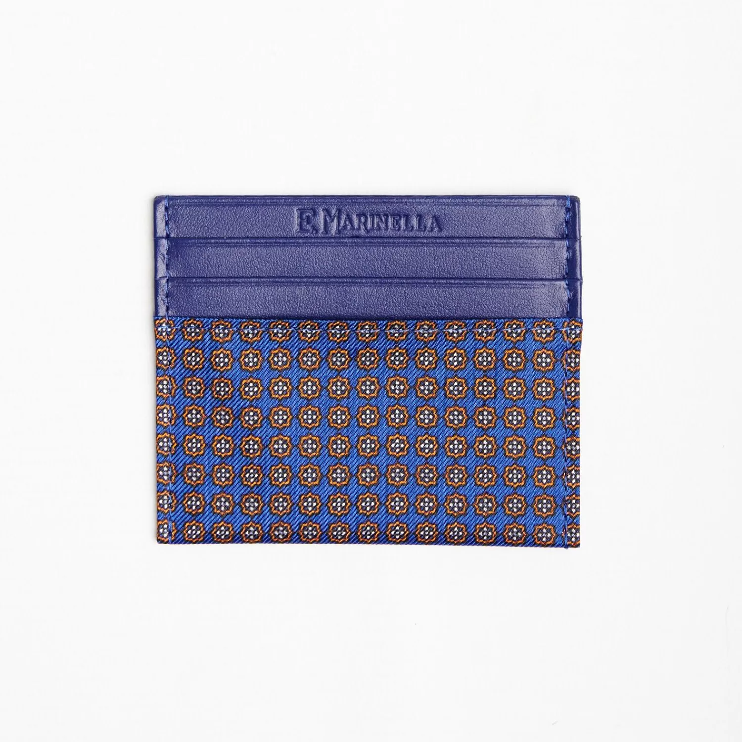 Bluette Leather And Silk Credit Card Holder - 5 Compartments>E.Marinella Store