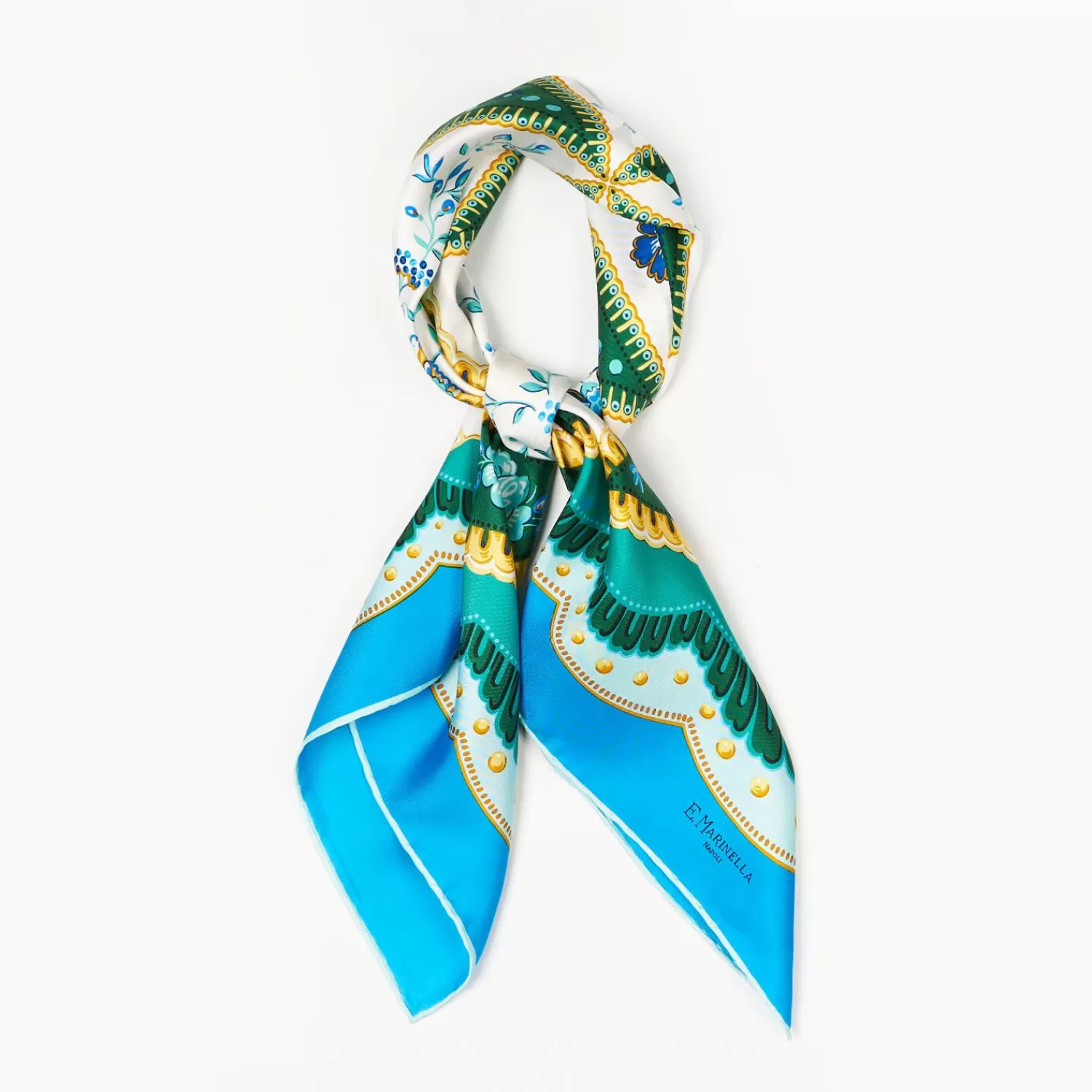 Bluette Silk Scarf 90 - Floral Pattern>E.Marinella Store