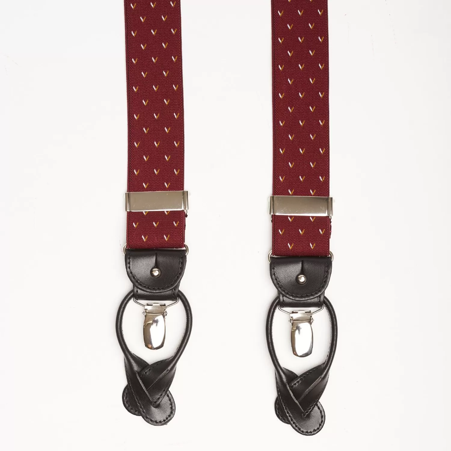 Burgundy Braces With Small Geometric Design>E.Marinella Online