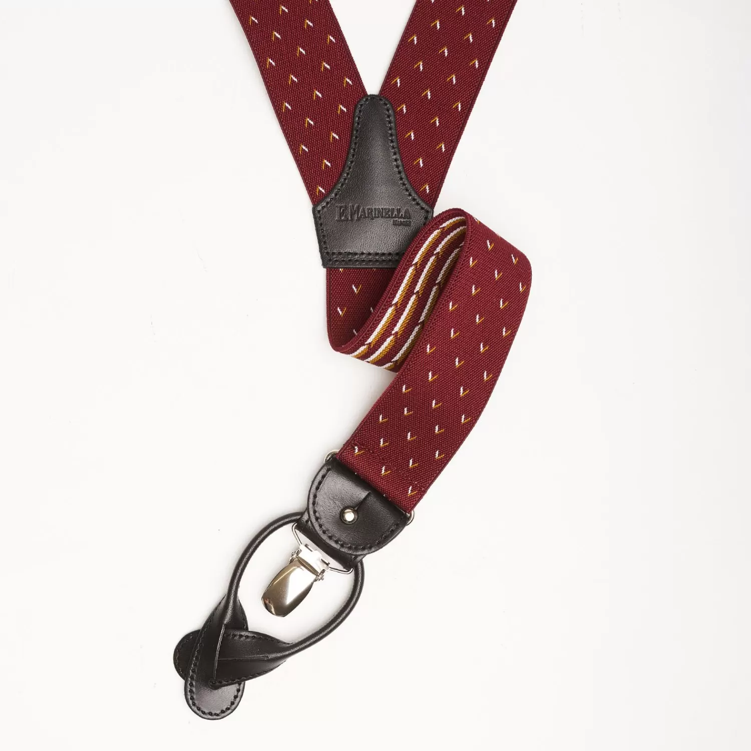 Burgundy Braces With Small Geometric Design>E.Marinella Online