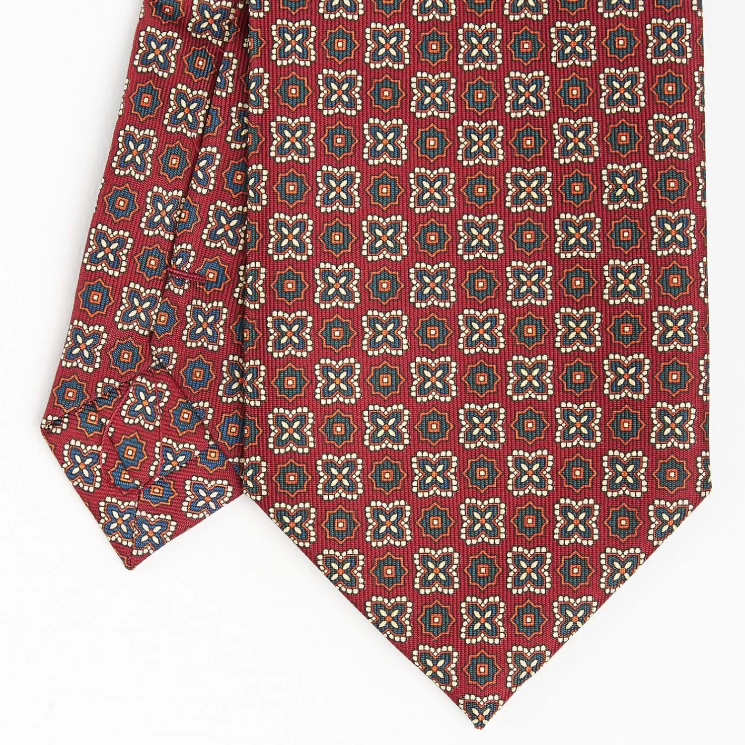 Burgundy Extra Long Sartorial Silk Tie - Flower Pattern>E.Marinella Online