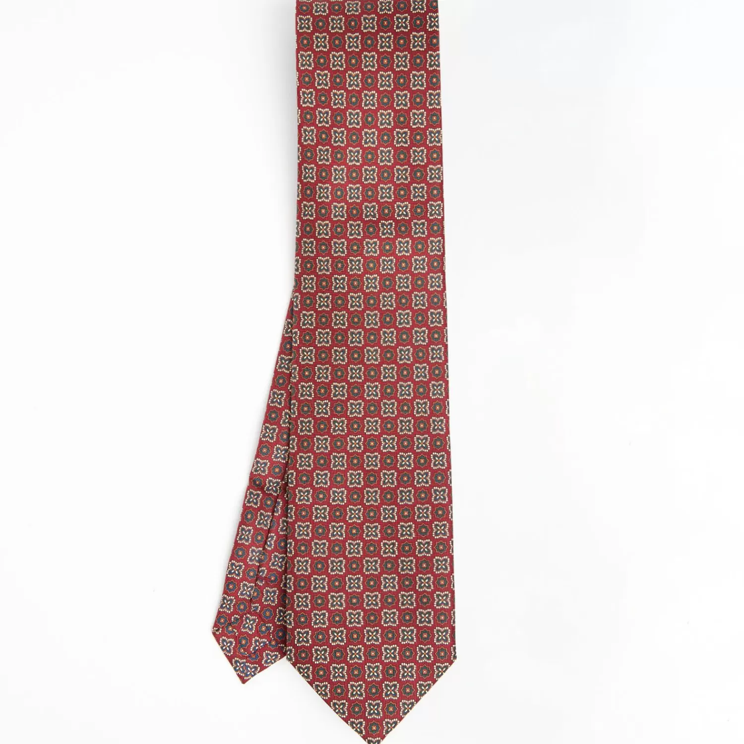 Burgundy Extra Long Sartorial Silk Tie - Flower Pattern>E.Marinella Online