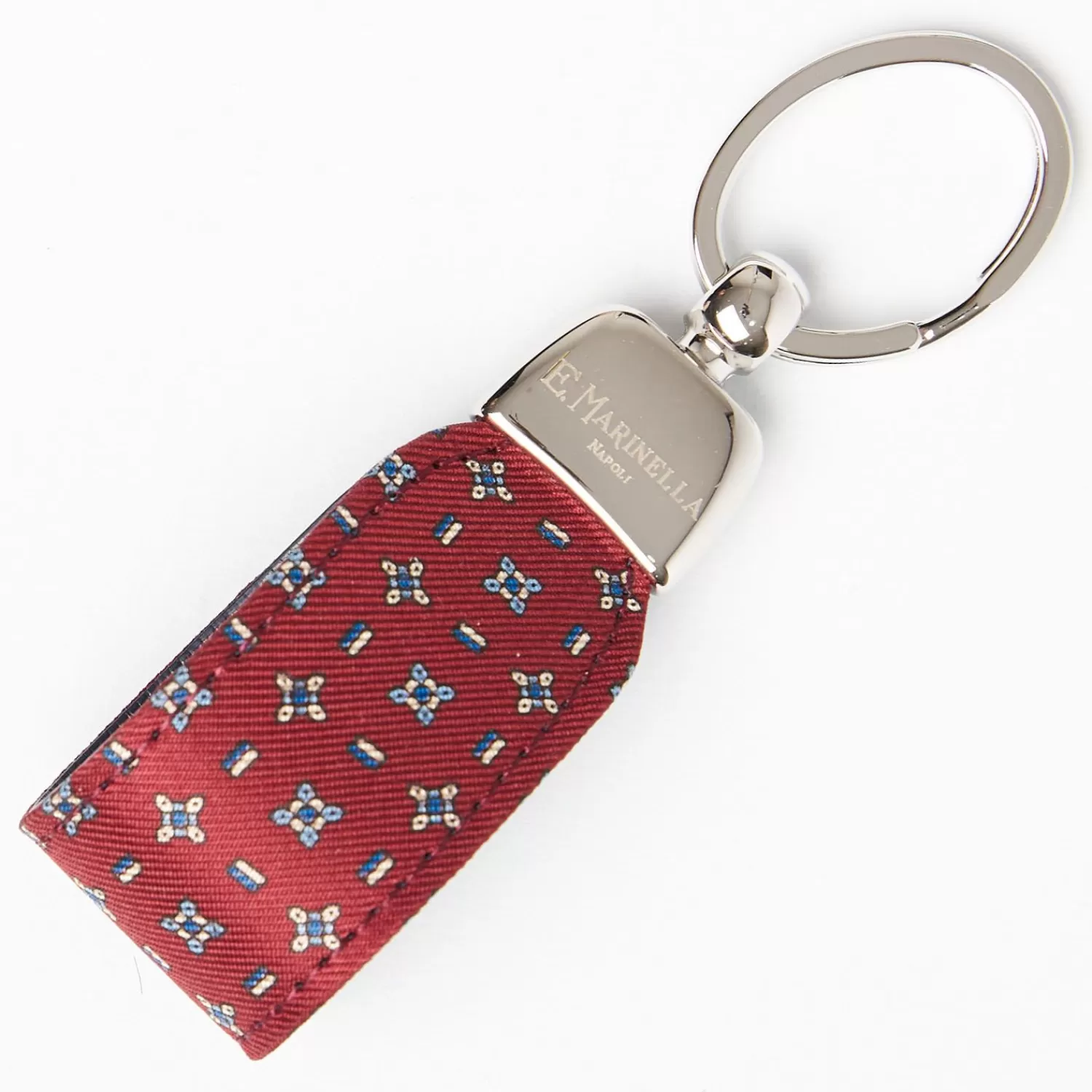 Burgundy Keyfob In Silk And Leather>E.Marinella Outlet