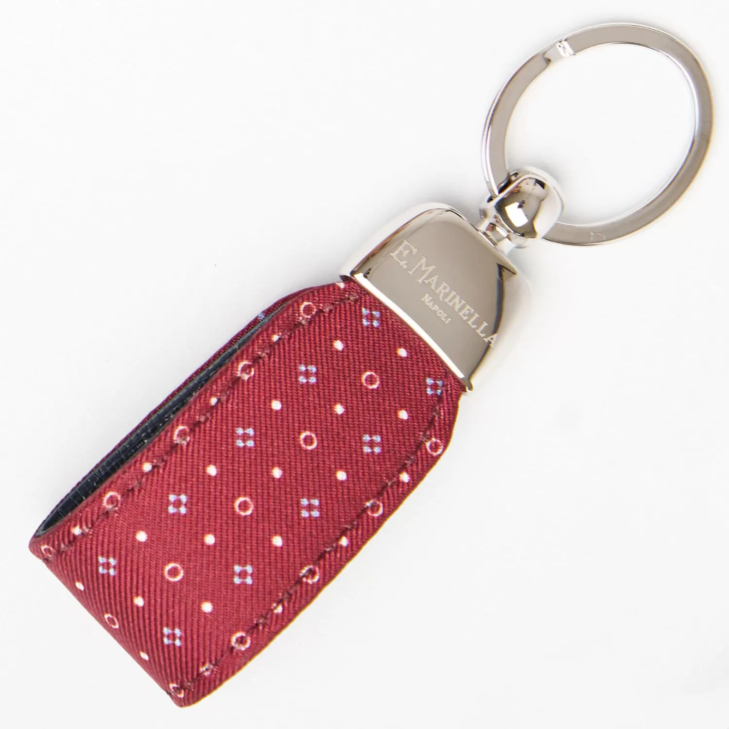 Burgundy Keyfob In Silk And Leather>E.Marinella Best Sale