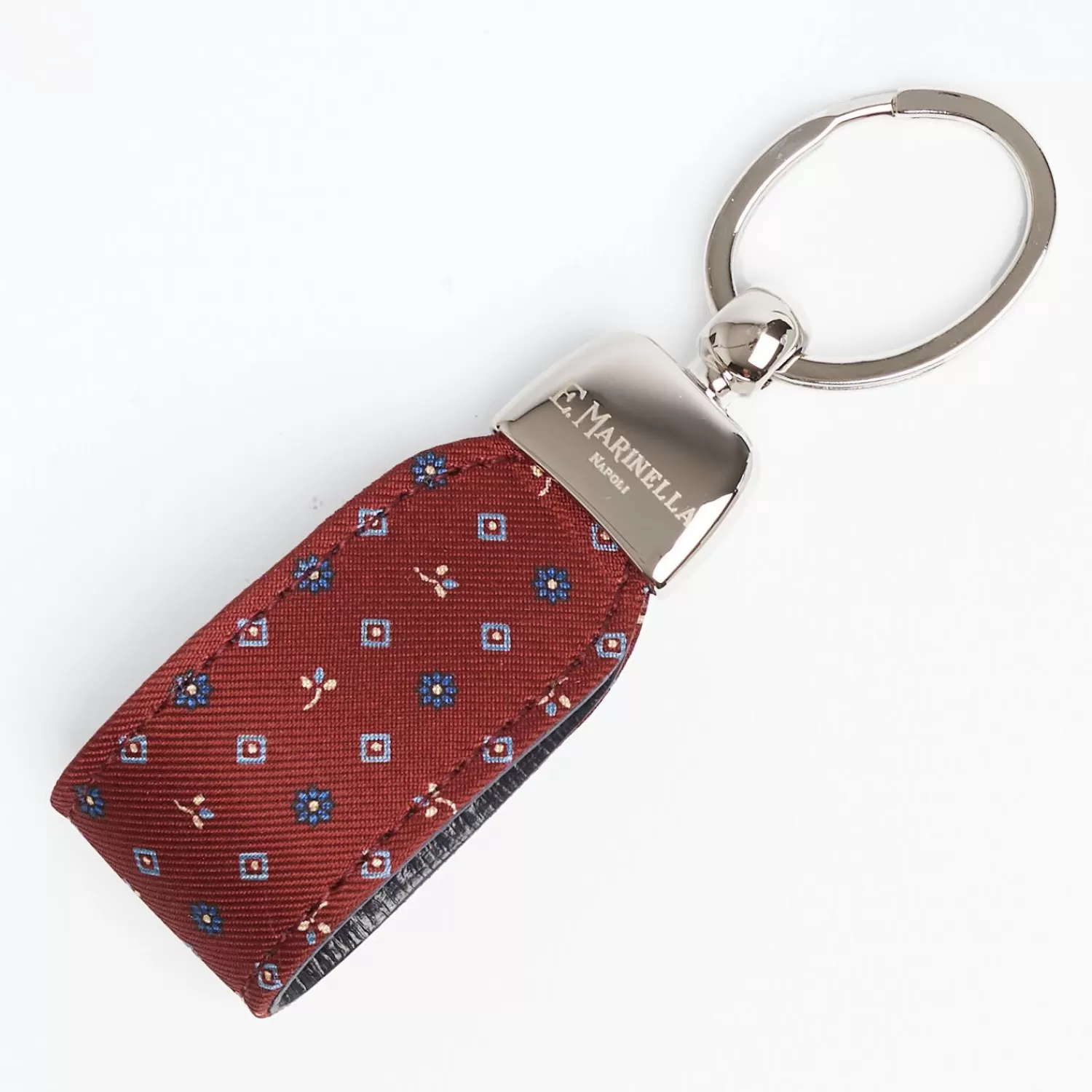 Burgundy Keyfob In Silk And Leather>E.Marinella Cheap