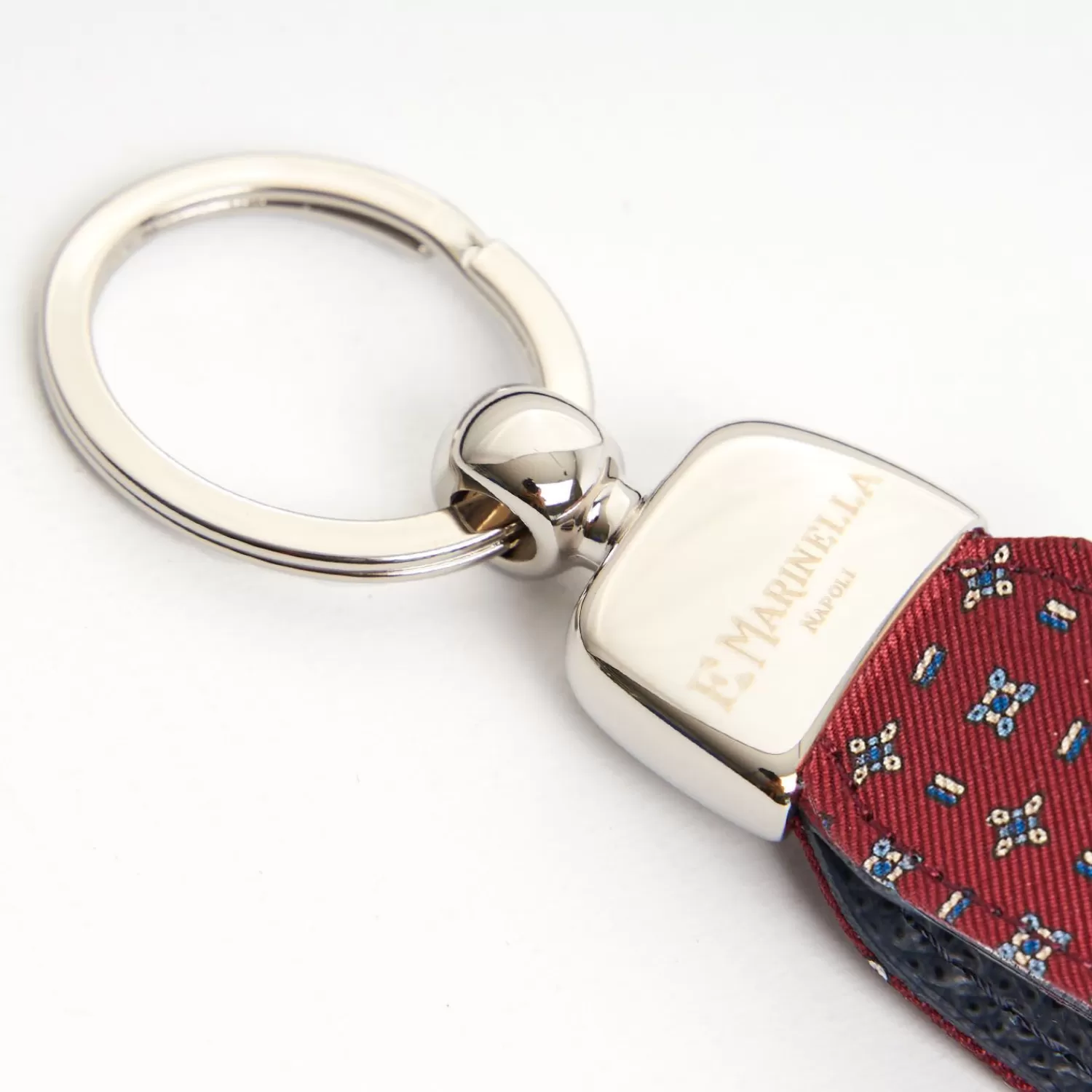 Burgundy Keyfob In Silk And Leather>E.Marinella Outlet