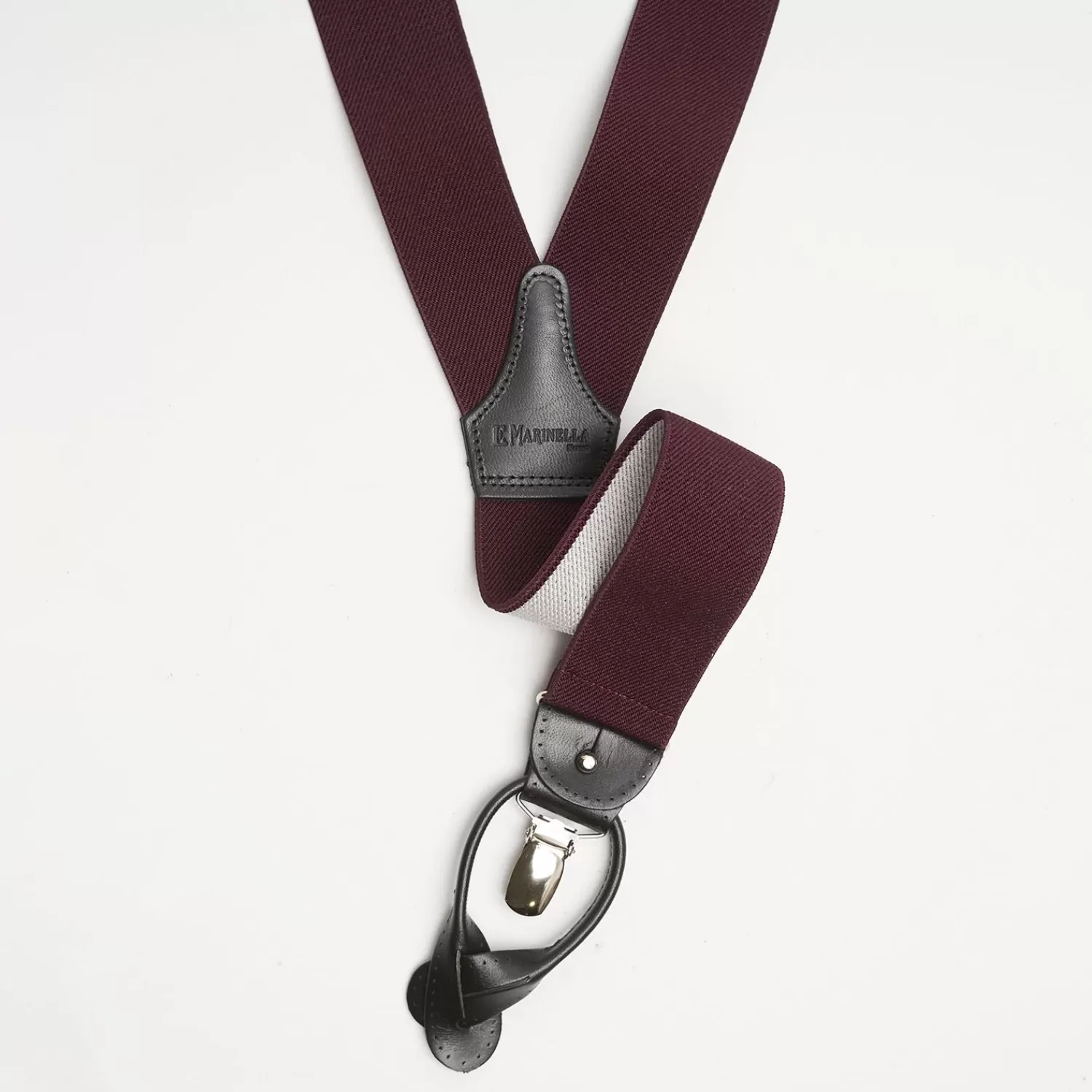 Burgundy Plain Colour Braces>E.Marinella Cheap