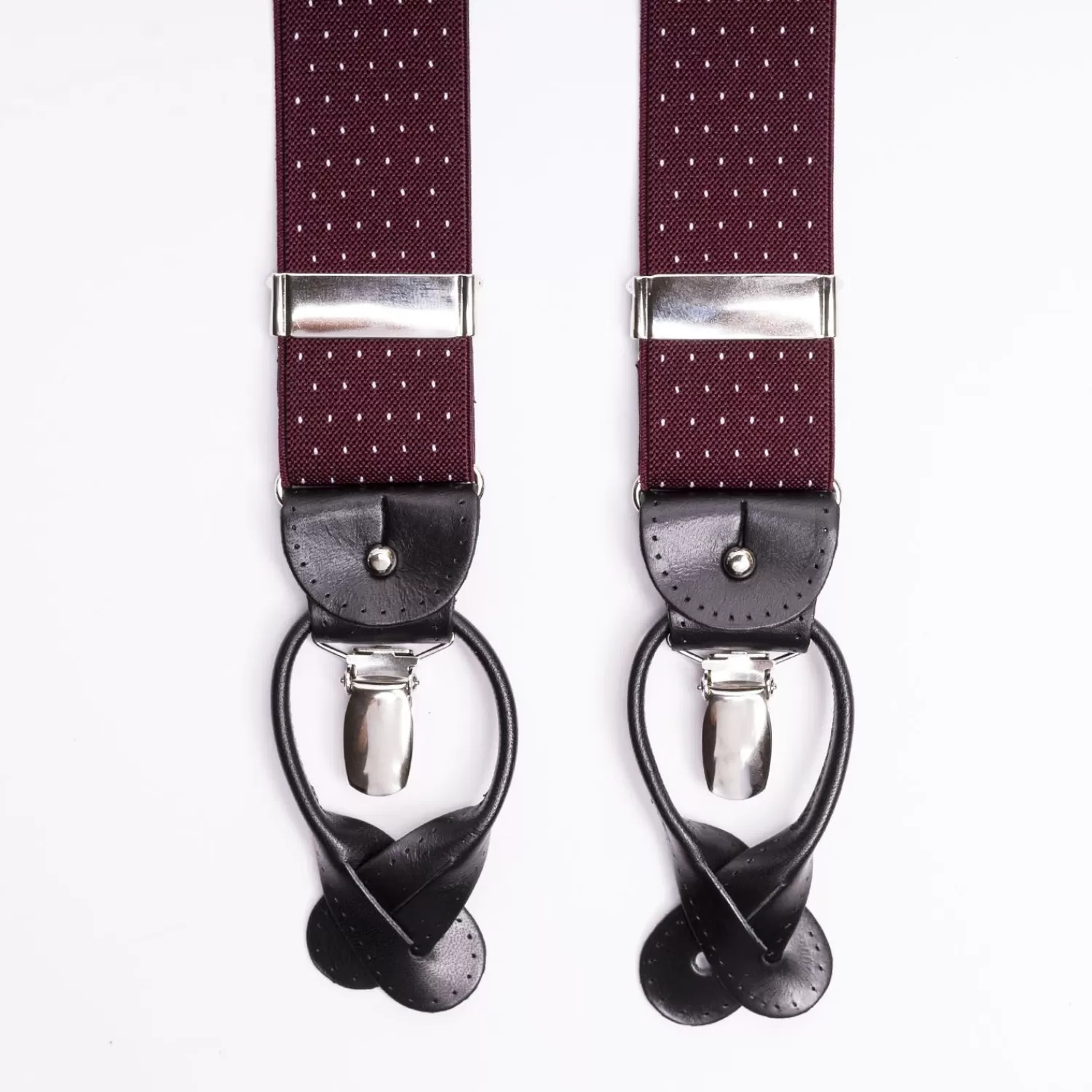 Burgundy Polka Dot Pattern Braces>E.Marinella Clearance