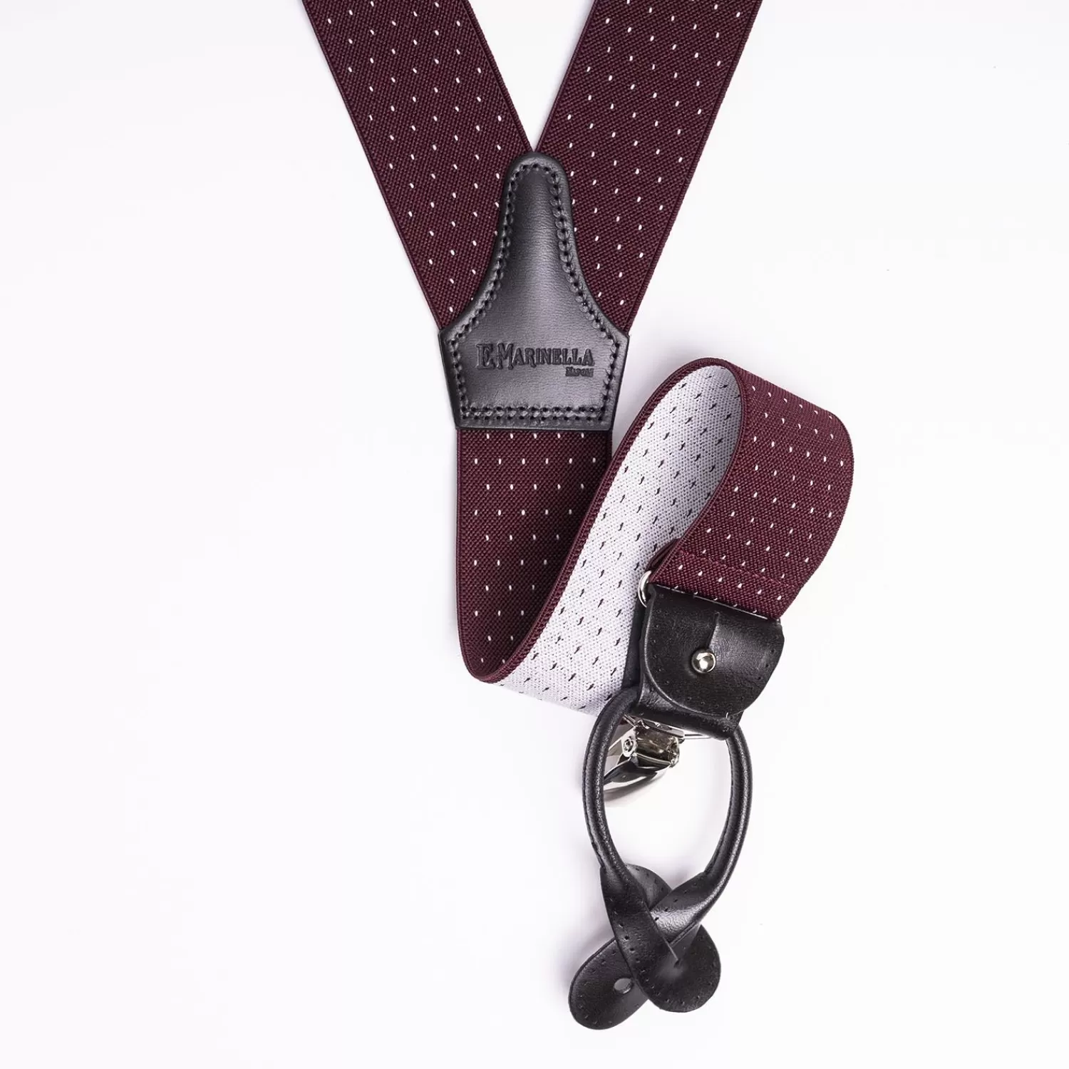 Burgundy Polka Dot Pattern Braces>E.Marinella Clearance