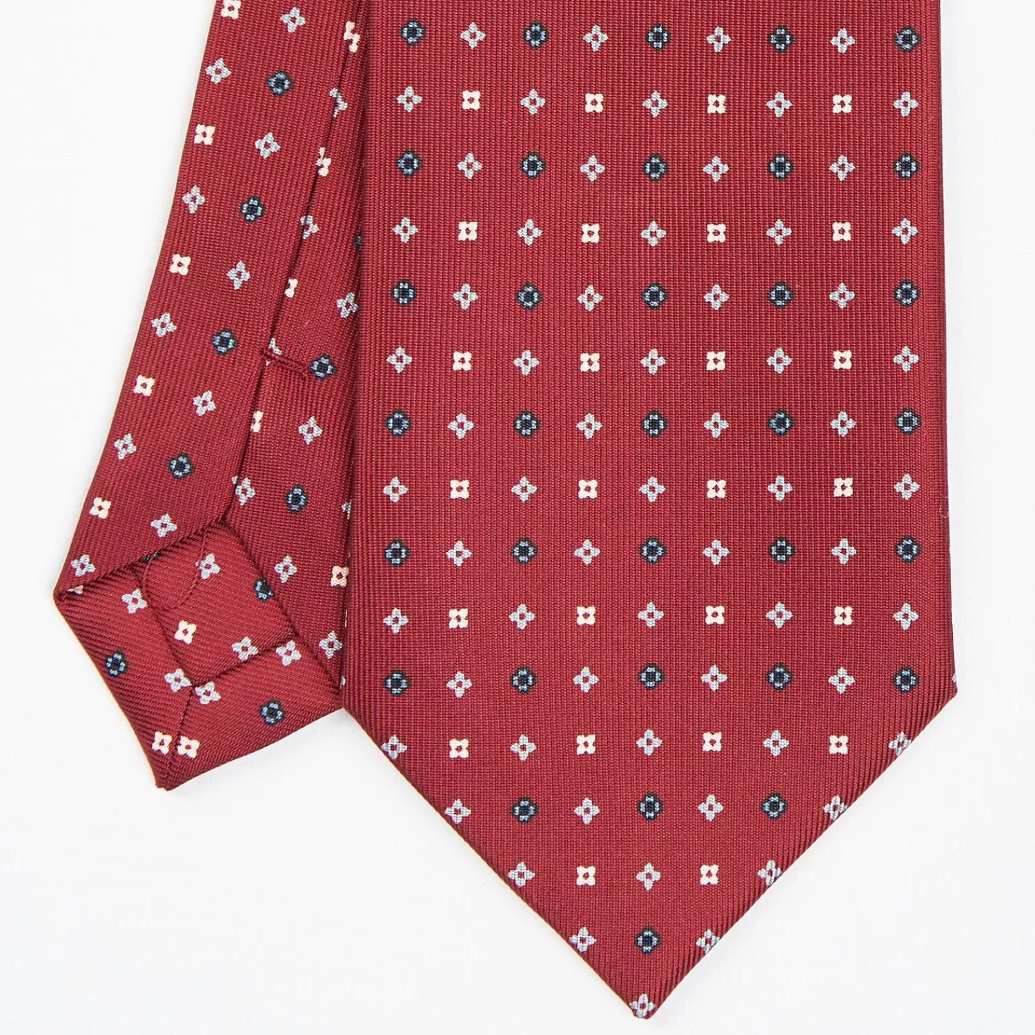 Burgundy Sartorial Classic Silk Tie - Small Flower Pattern>E.Marinella Cheap