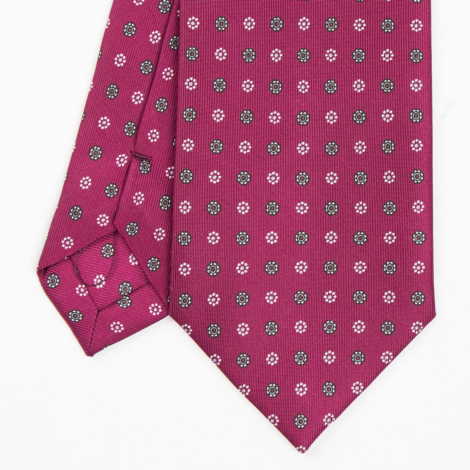 Burgundy Sartorial Classic Silk Tie - Small Flower Pattern>E.Marinella Clearance