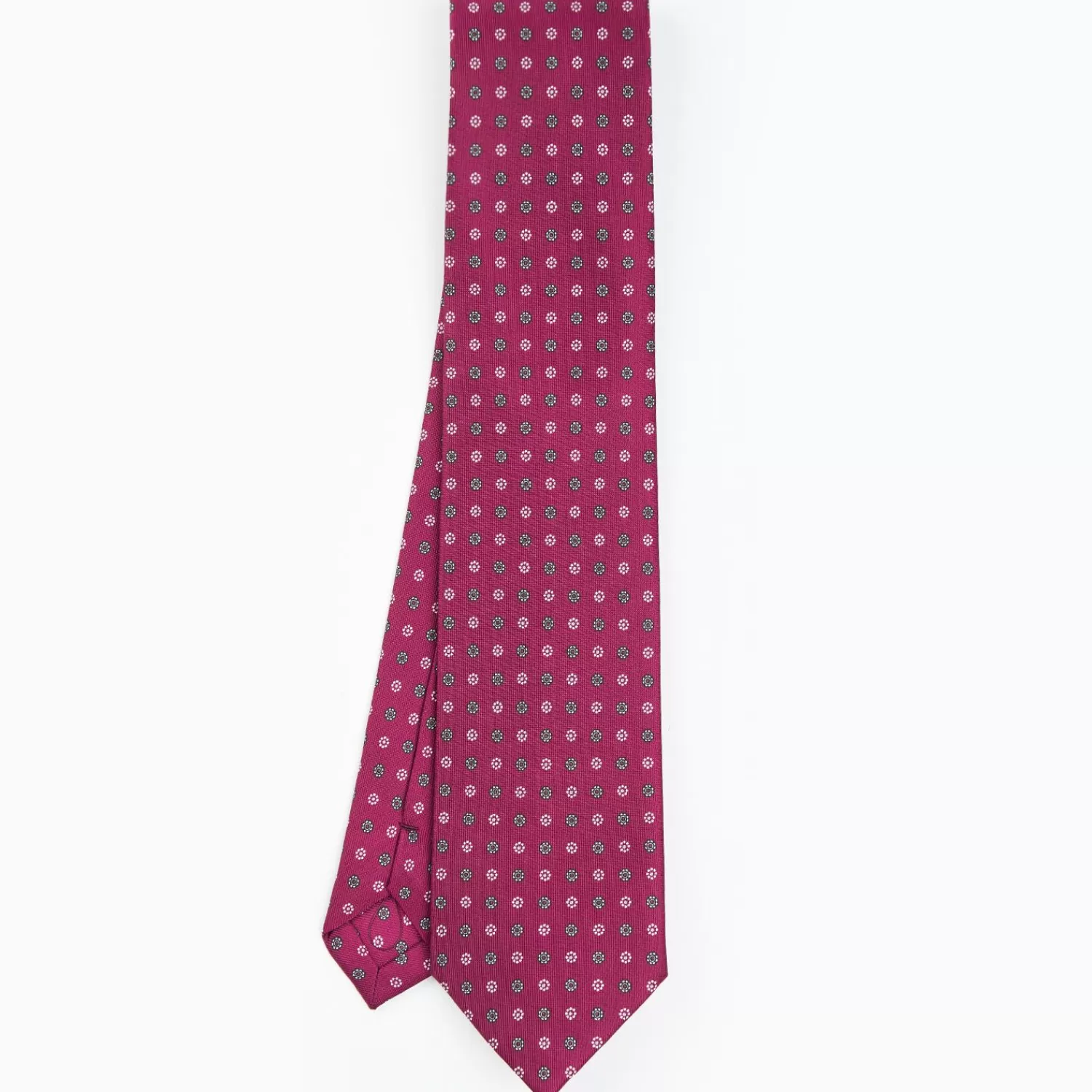 Burgundy Sartorial Classic Silk Tie - Small Flower Pattern>E.Marinella Clearance