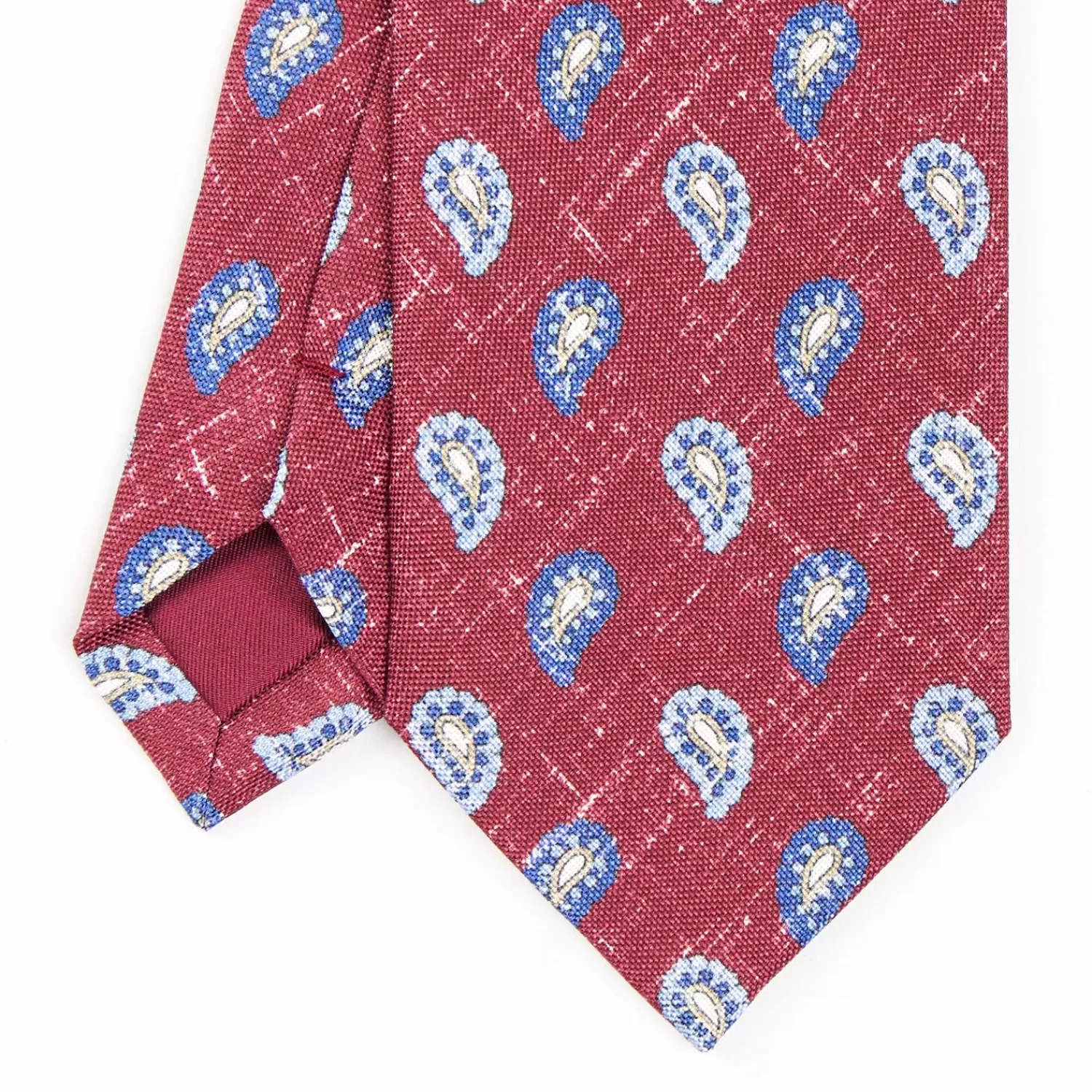 Burgundy Sartorial Cotton And Silk Tie - Paisley Pattern>E.Marinella New