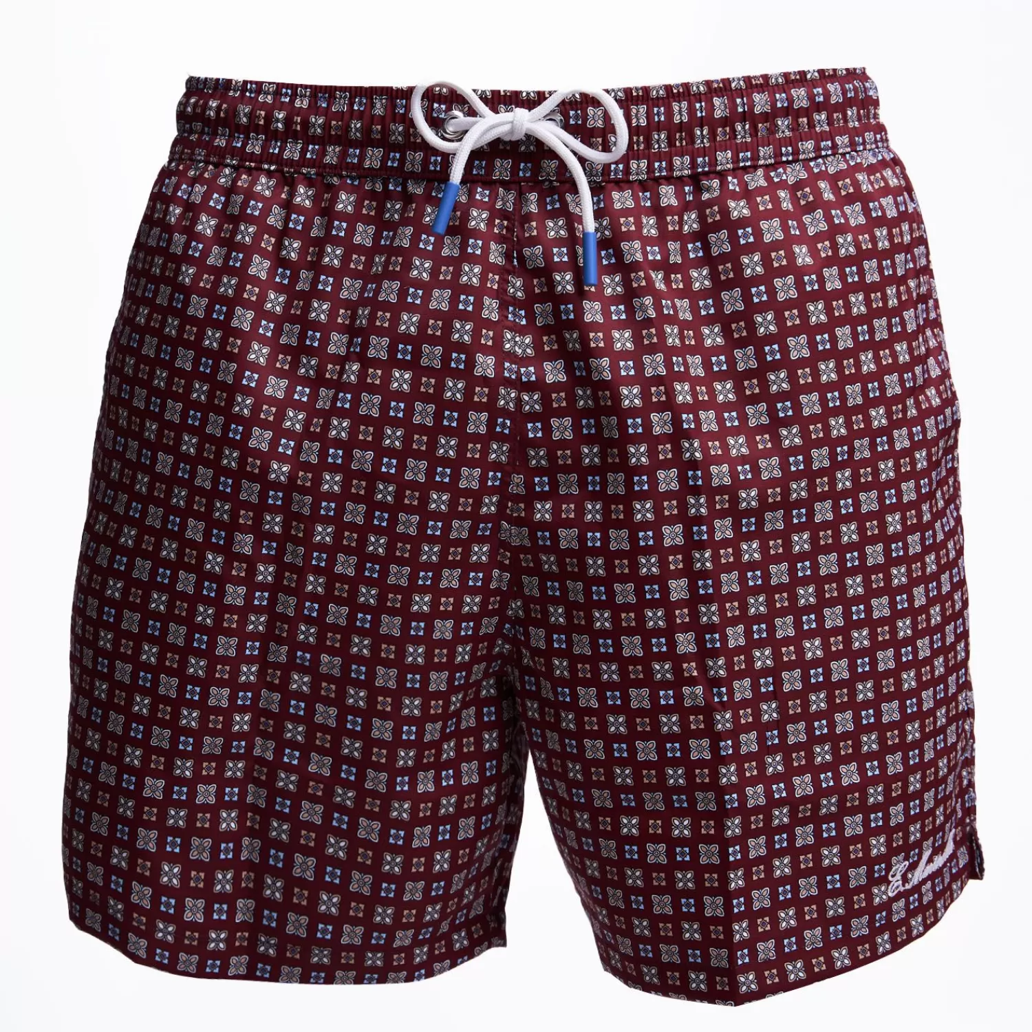 Burgundy Swim Short - Small Flower Pattern>E.Marinella Discount