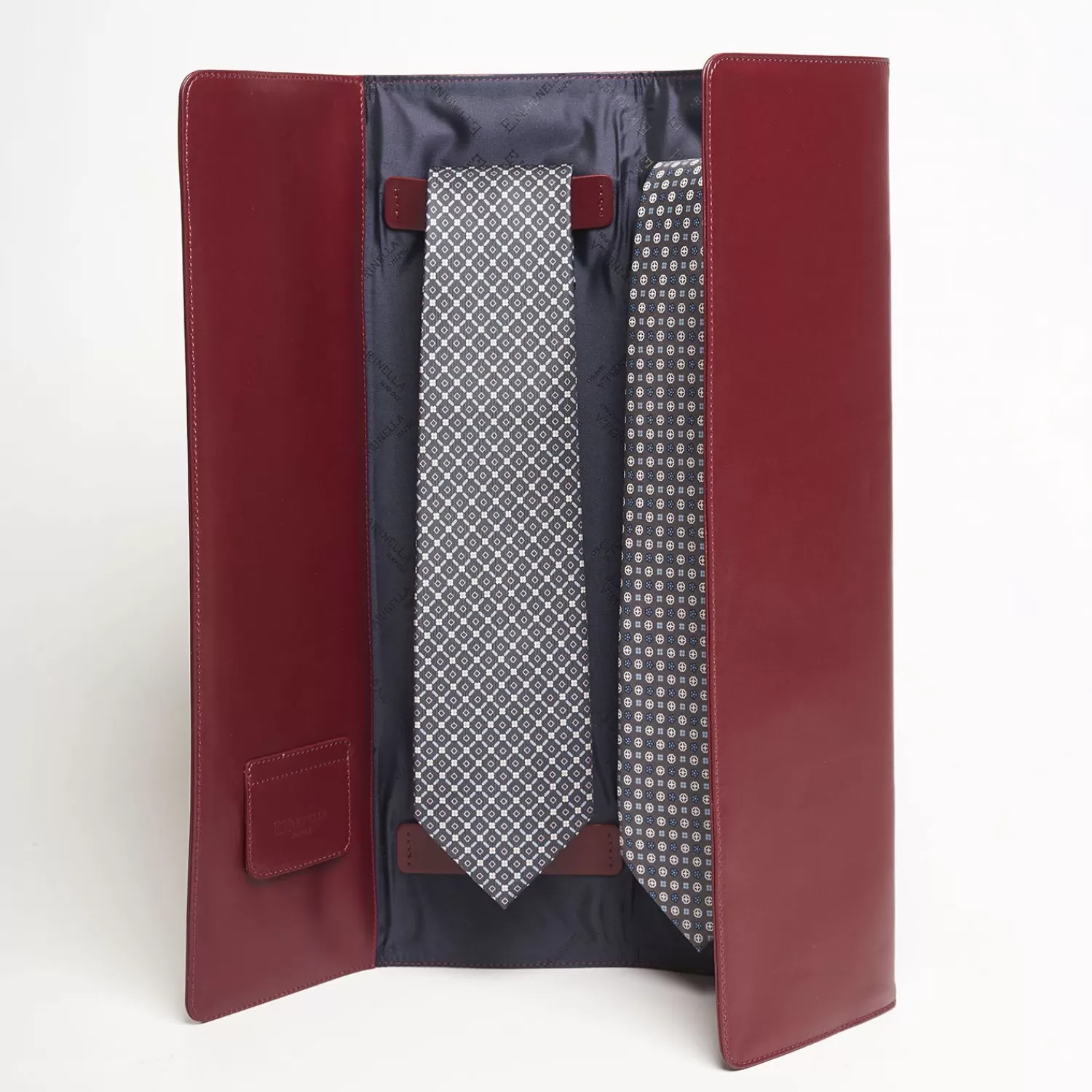 Burgundy Travel Tie Holder In Leather>E.Marinella Sale