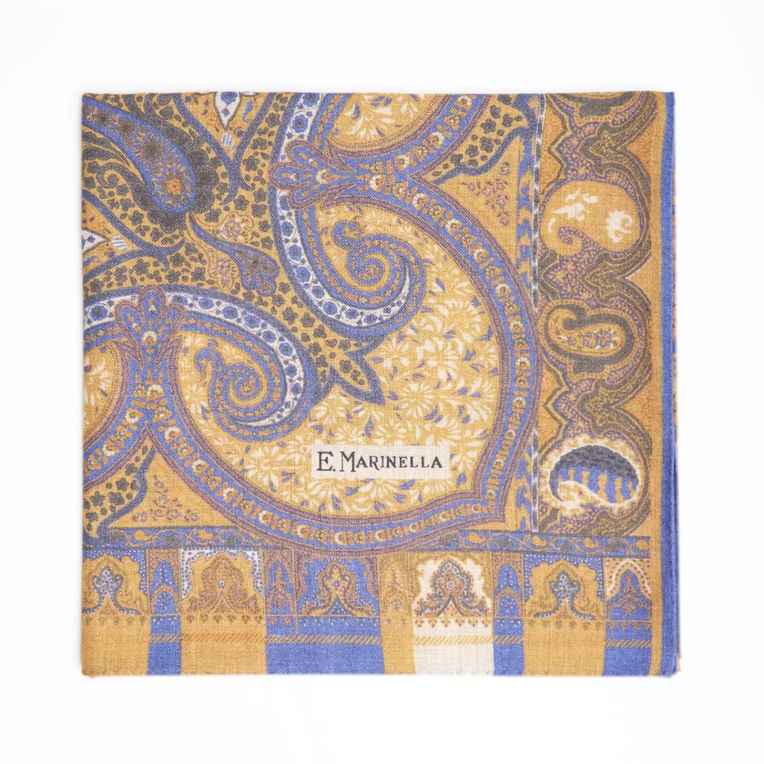 Camel And Lilac Wool Stole - Damask Pattern>E.Marinella Fashion