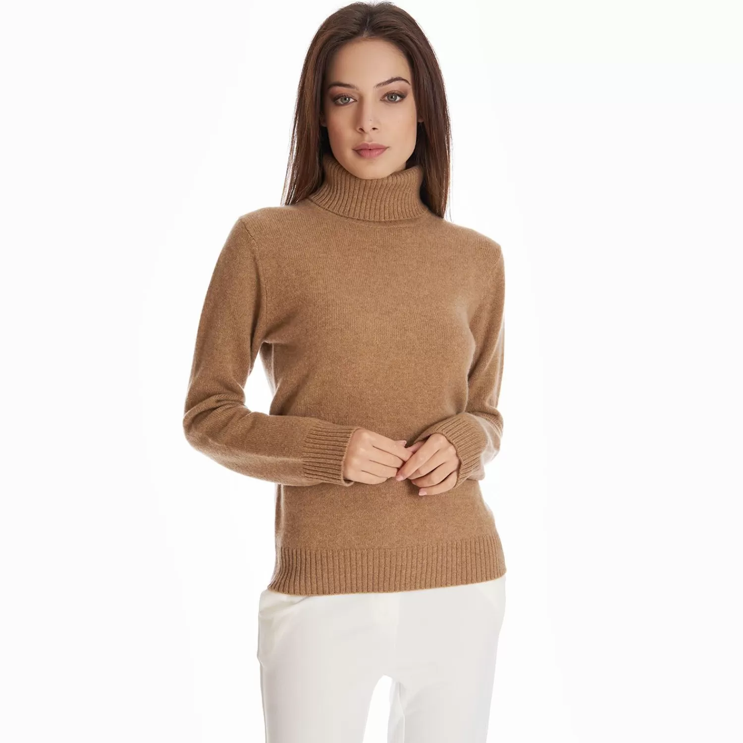 Camel Cashmere Turtleneck>E.Marinella Shop