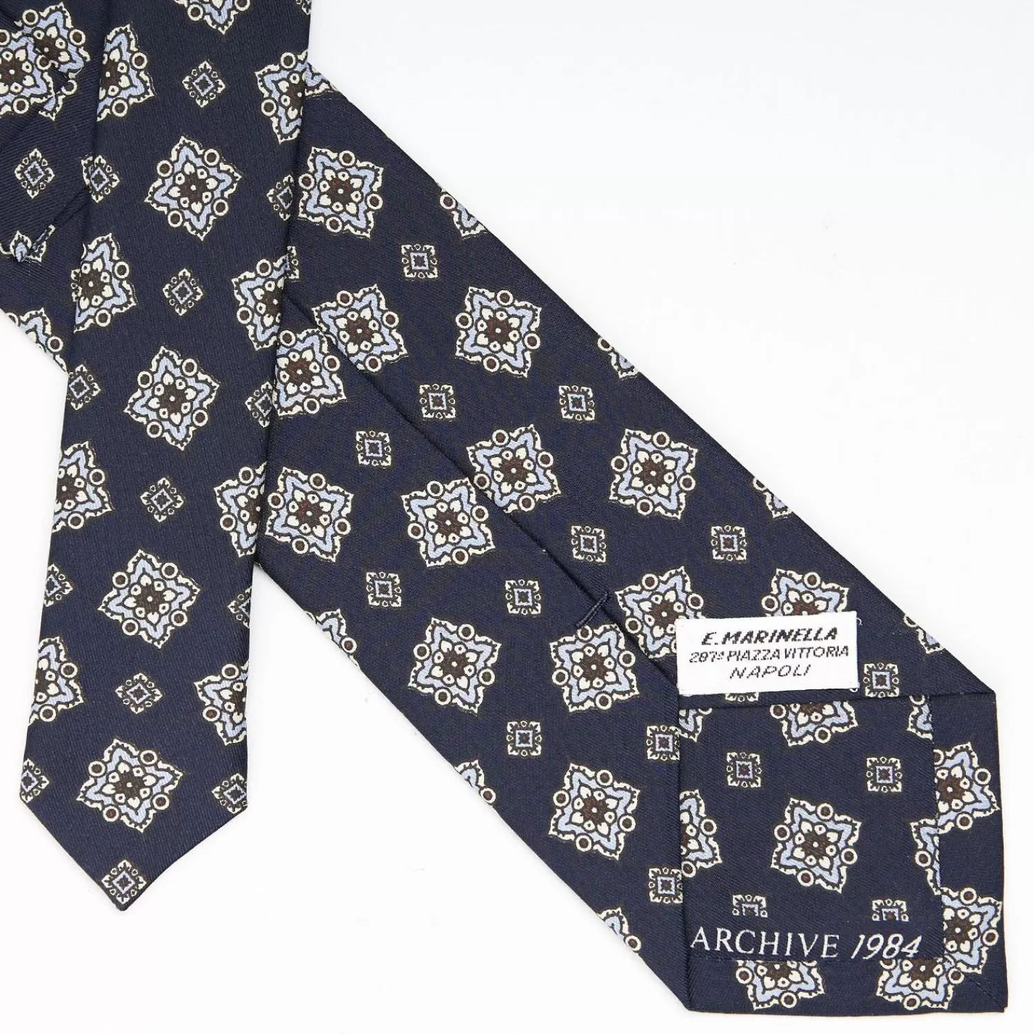 Dark Blue Archivio Collection Silk Tie 1984-01>E.Marinella Store