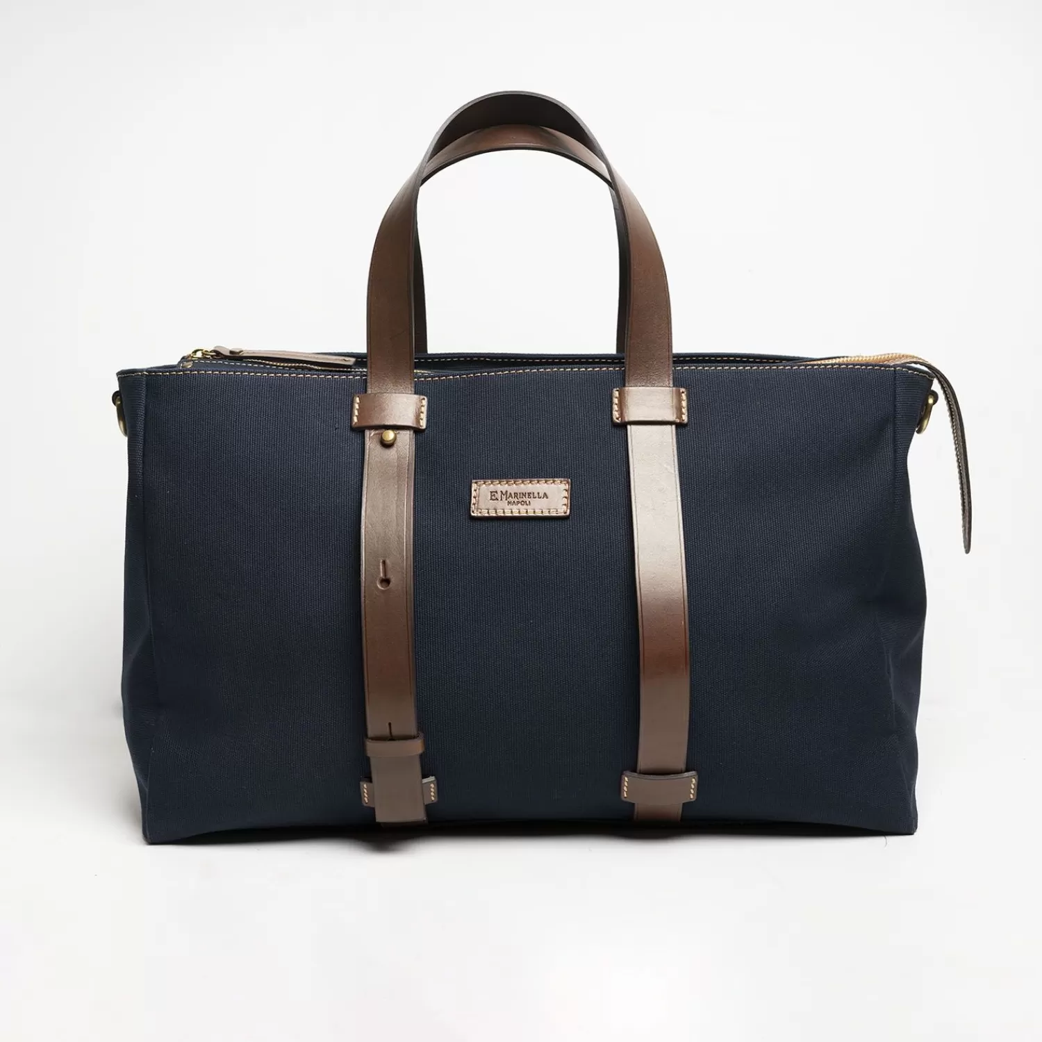 Dark Blue Canvas Weekend Bag With Leather Trim>E.Marinella Cheap