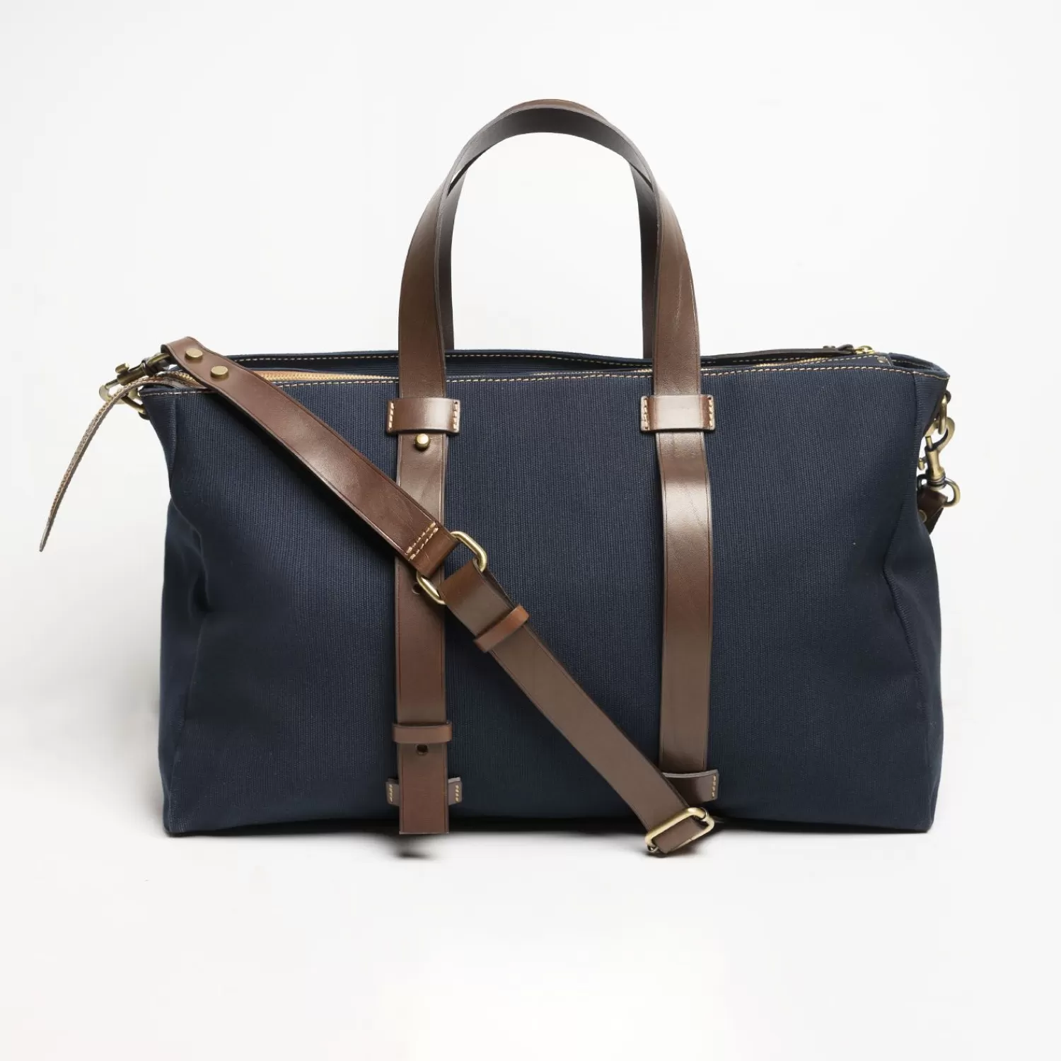 Dark Blue Canvas Weekend Bag With Leather Trim>E.Marinella Cheap