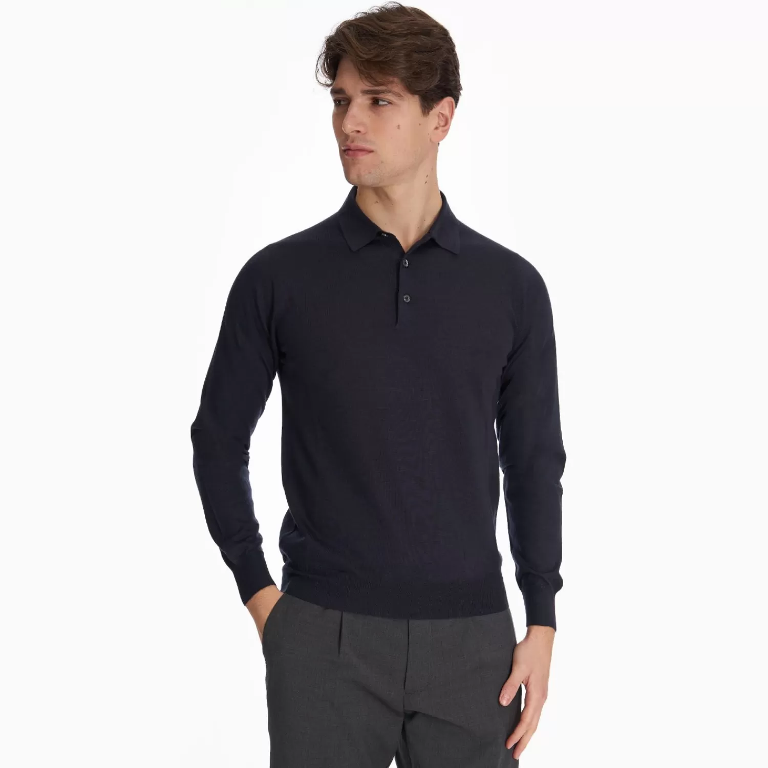 Dark Blue Cashmere And Silk Polo Shirt>E.Marinella Cheap