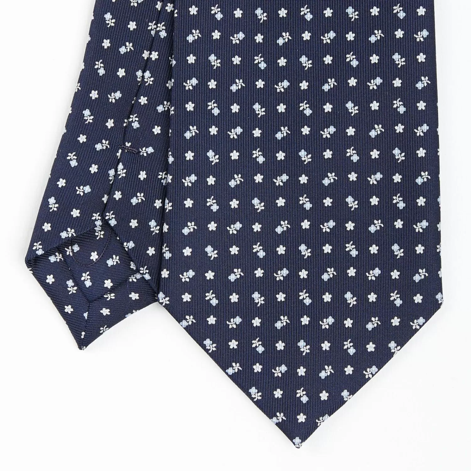 Dark Blue Extra Long Sartorial Silk Tie - Small Flower Pattern>E.Marinella Best Sale