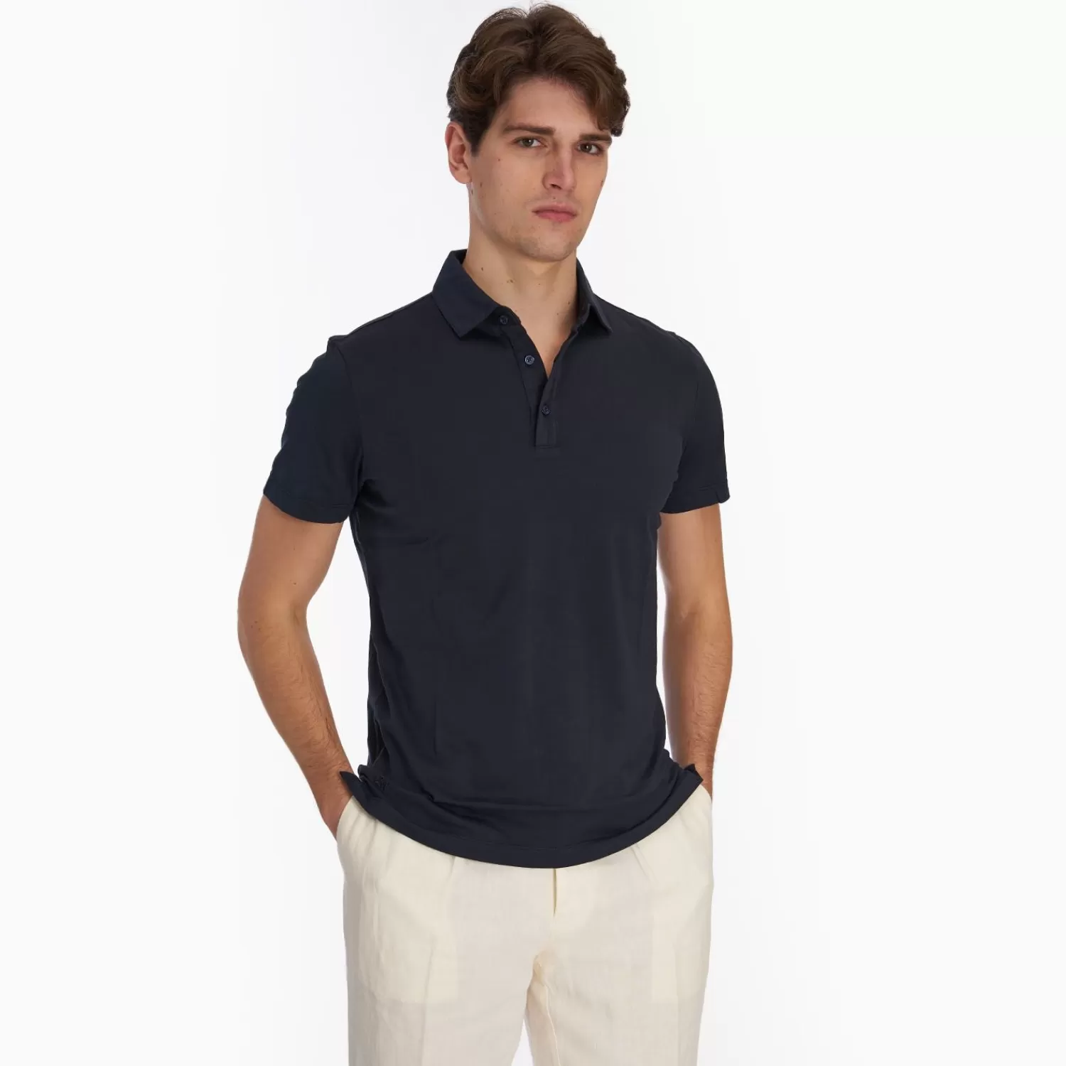 Dark Blue Jersey Short Sleeve Polo Shirt>E.Marinella Outlet