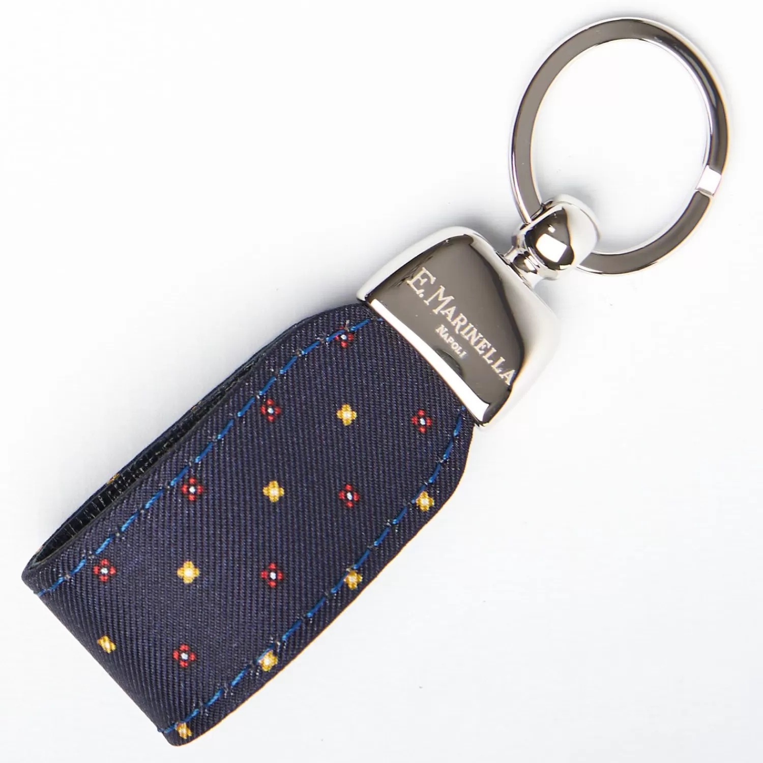 Dark Blue Keyfob In Silk And Leather>E.Marinella Discount