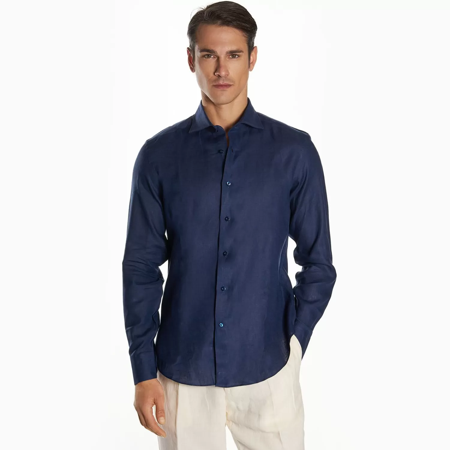 Dark Blue Linen Shirt>E.Marinella Flash Sale