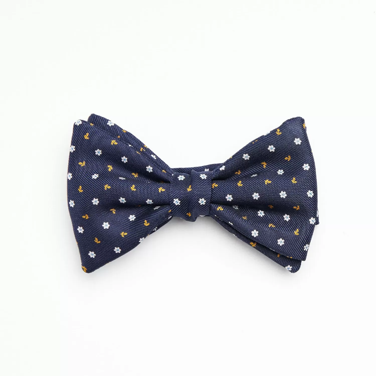 Dark Blue Pre-Knotted Silk Bowtie- Small Flower Pattern>E.Marinella Best Sale