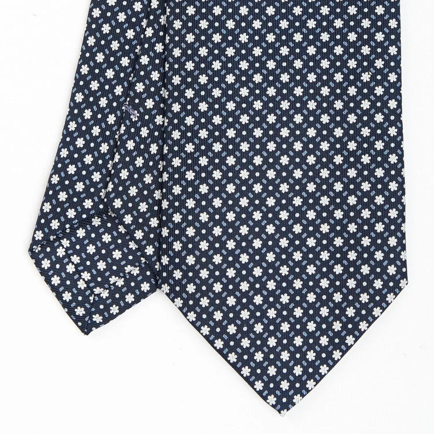 Dark Blue Sartorial Classic Silk Tie - Small Flower Pattern>E.Marinella Cheap