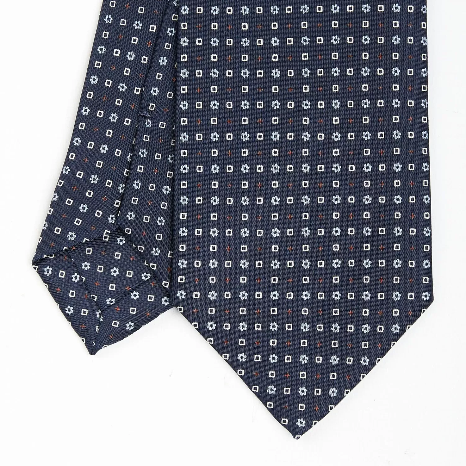 Dark Blue Sartorial Classic Silk Tie - Small Flower Pattern>E.Marinella Flash Sale