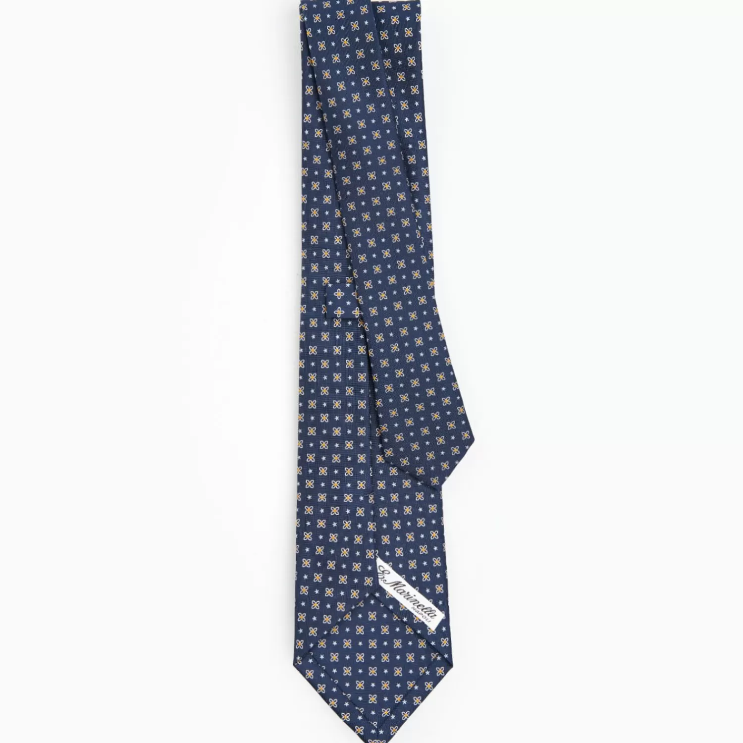 Dark Blue Sartorial Classic Silk Tie - Small Flower Pattern>E.Marinella Shop