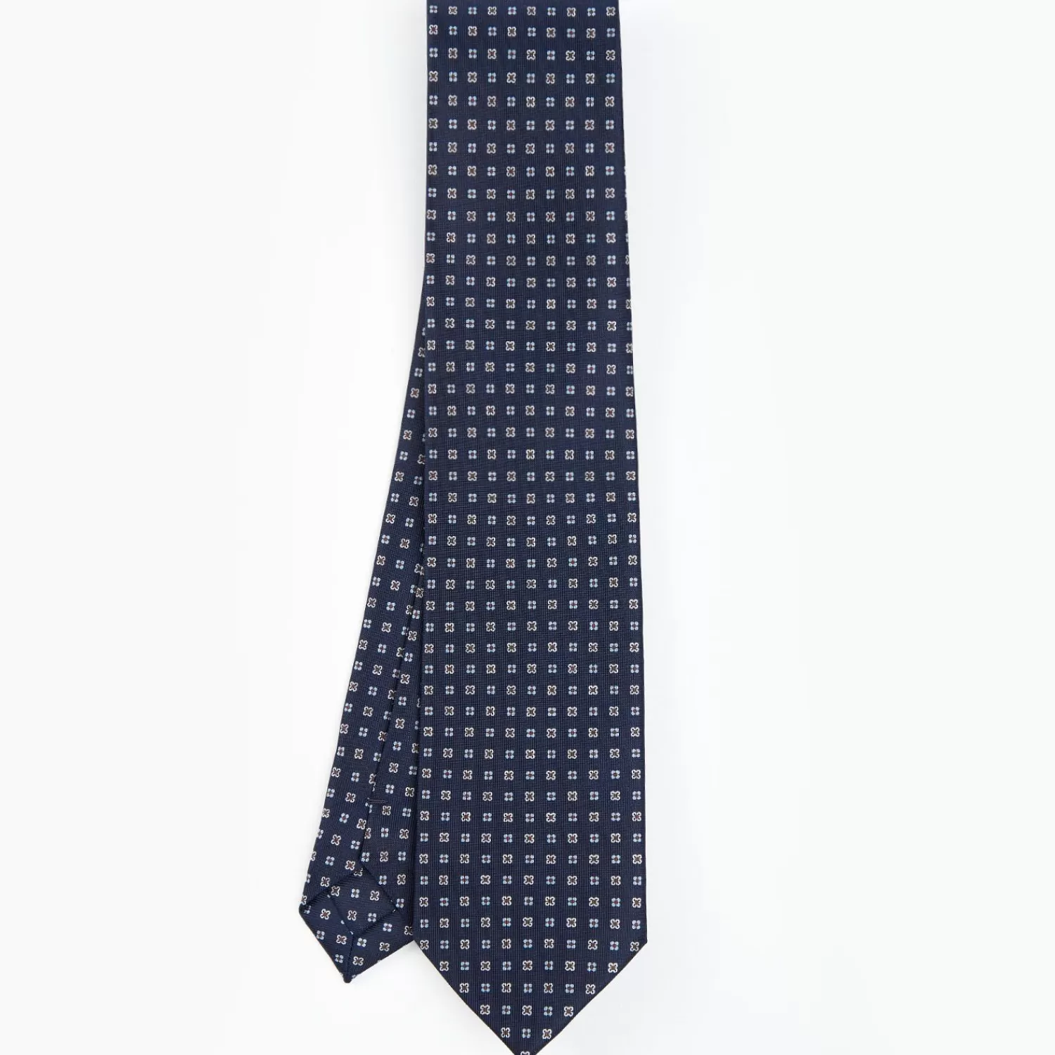 Dark Blue Sartorial Classic Silk Tie - Small Flower Pattern>E.Marinella Store