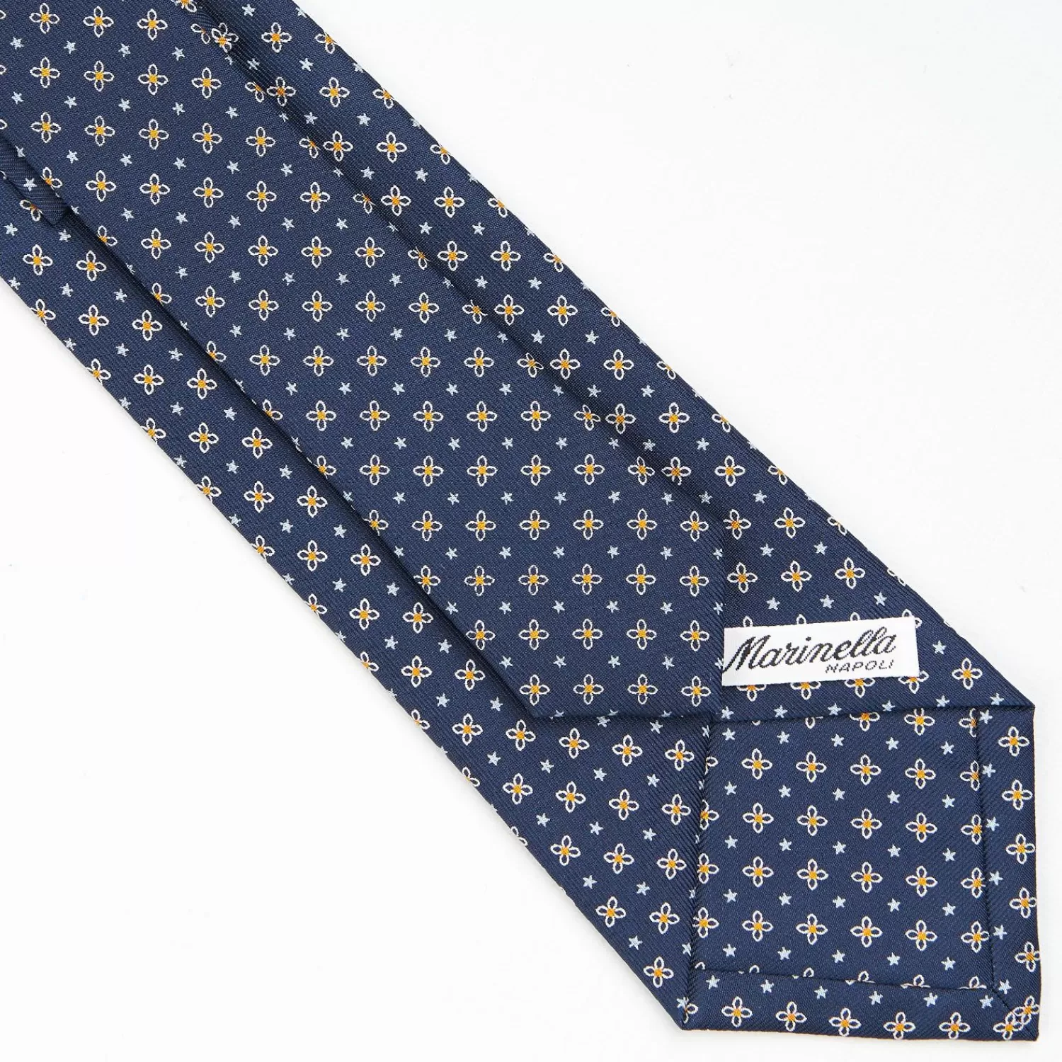 Dark Blue Sartorial Classic Silk Tie - Small Flower Pattern>E.Marinella Shop