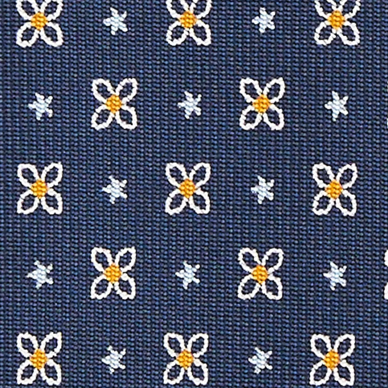 Dark Blue Sartorial Classic Silk Tie - Small Flower Pattern>E.Marinella Shop