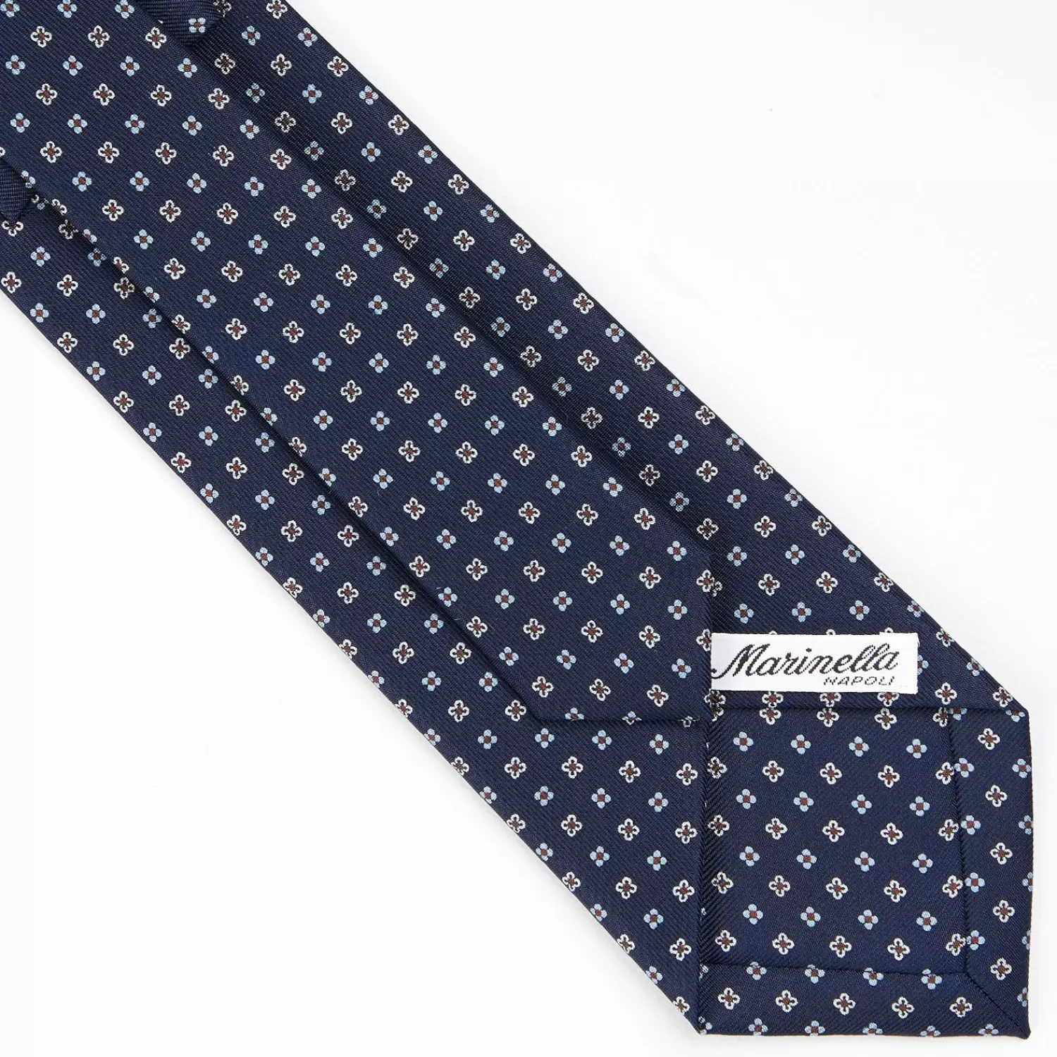 Dark Blue Sartorial Classic Silk Tie - Small Flower Pattern>E.Marinella Store