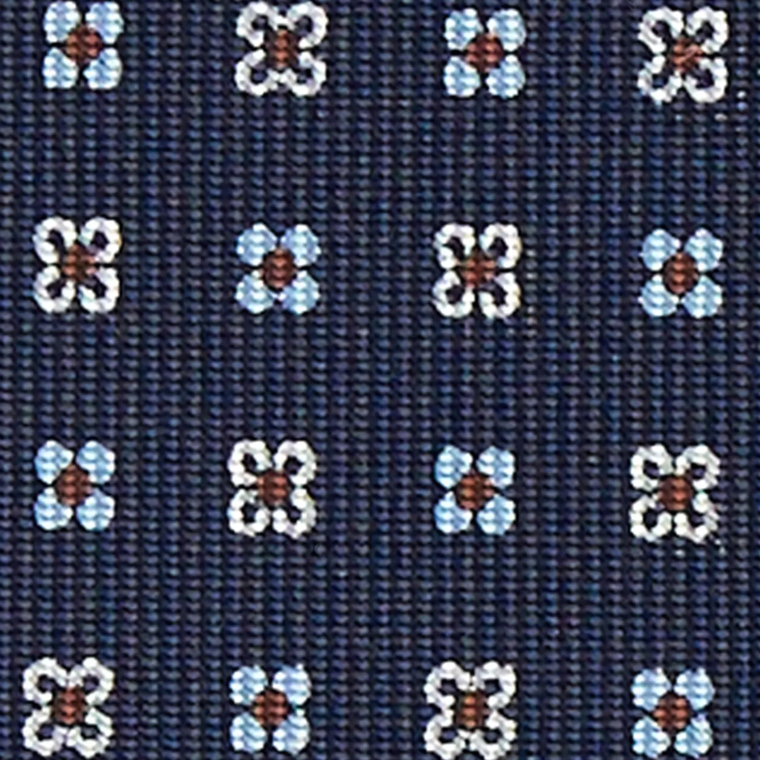 Dark Blue Sartorial Classic Silk Tie - Small Flower Pattern>E.Marinella Store