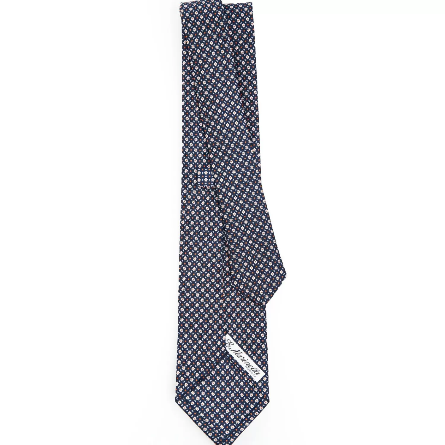 Dark Blue Sartorial Classic Silk Tie - Small Flower Pattern>E.Marinella Store