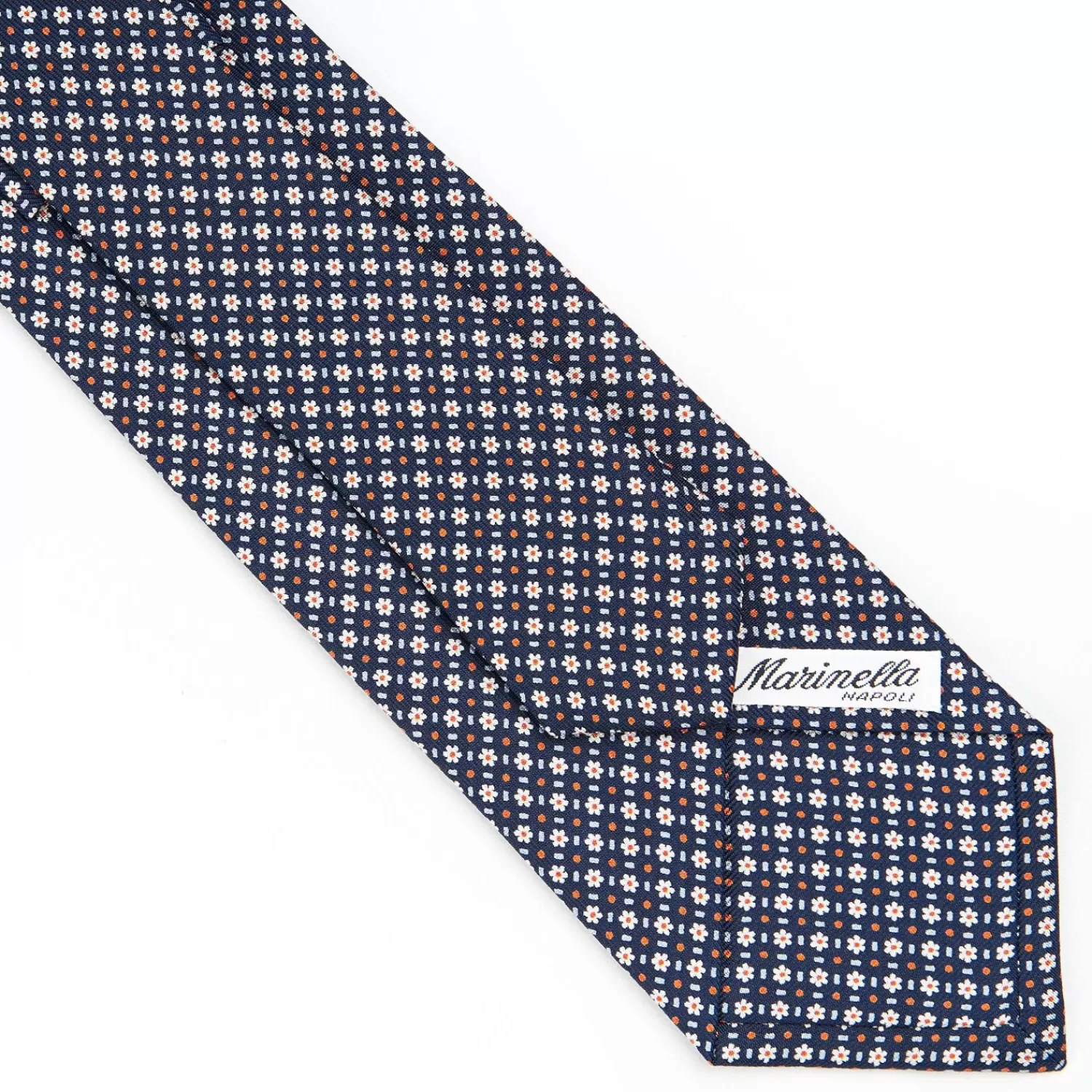 Dark Blue Sartorial Classic Silk Tie - Small Flower Pattern>E.Marinella Store