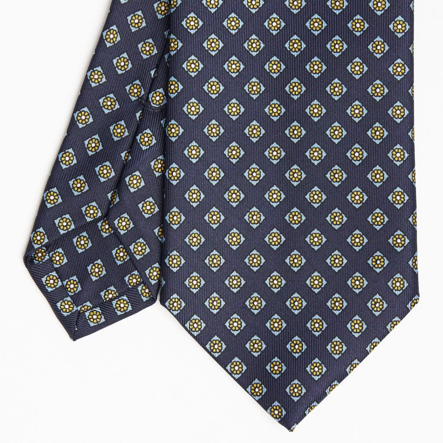 Dark Blue Sartorial Classic Silk Tie Large Flower Pattern>E.Marinella Shop