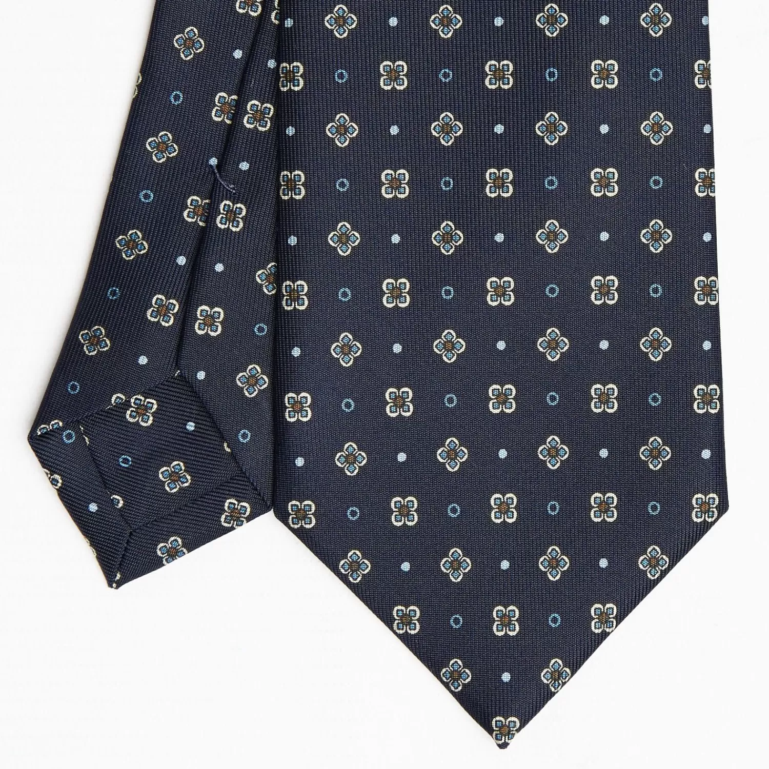 Dark Blue Sartorial Classic Silk Tie Large Flower Pattern>E.Marinella Best Sale